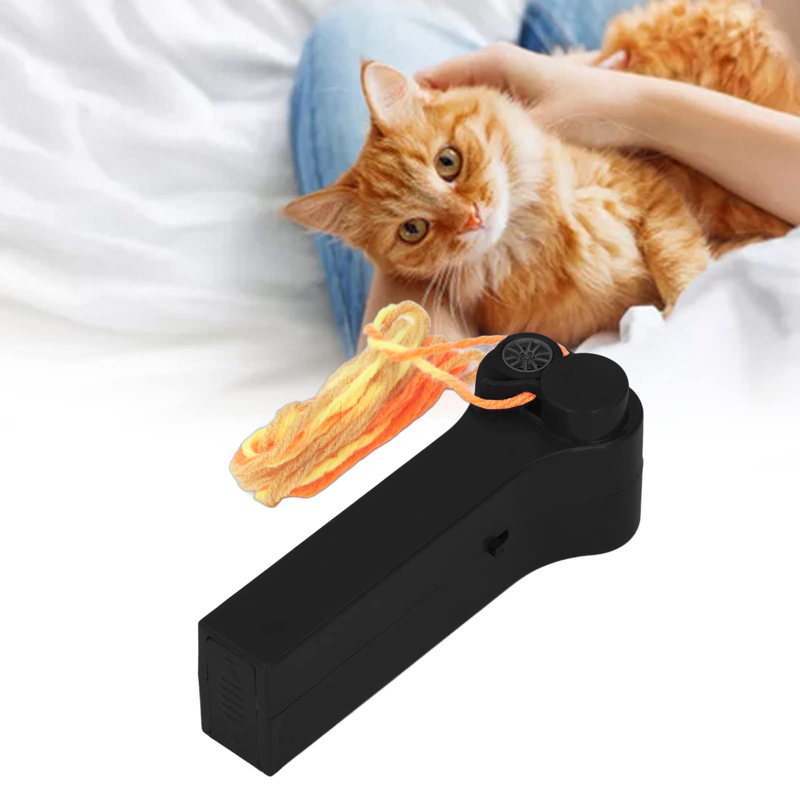 Electric Rope Launcher Toy for Cats - Zipstring Launcher with Durable Rope - Fun Interactive Outdoor Cat Toy (Black) - Perfect for Indoor Play, Backyard Exercise & Pet Entertainment