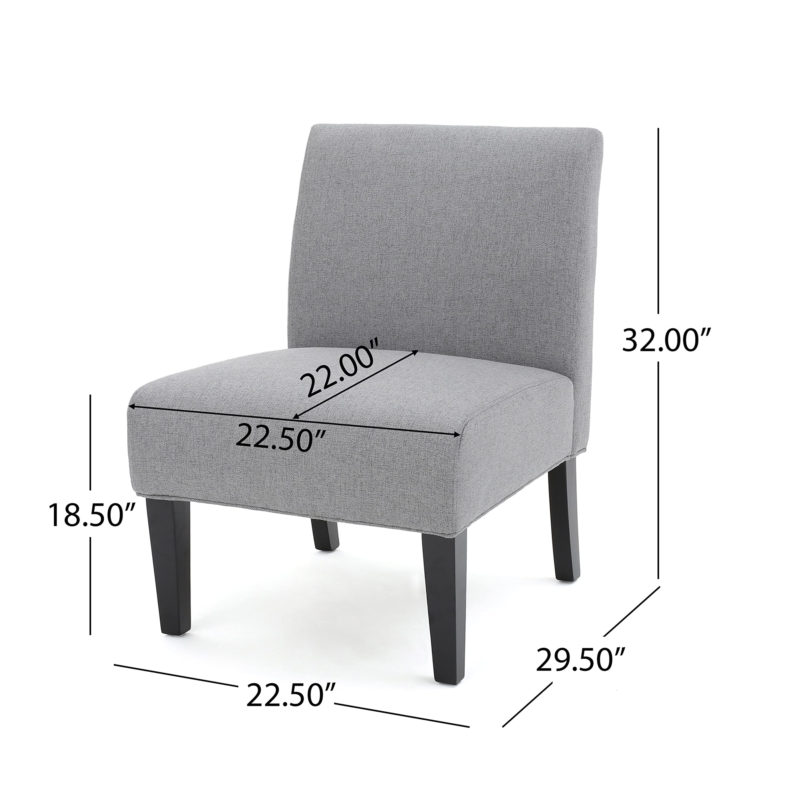 Christopher Knight Home Kassi Fabric Accent Chair - Grey Upholstered Living Room Chair for Small Spaces, Bedroom or Office - Comfortable Modern Lounge Seating for Home Decor