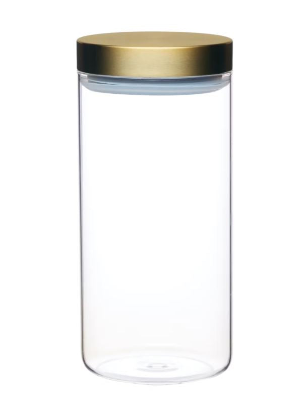 Premium Airtight Glass Food Storage Jars with Brass Lids - 32oz Set of 4 for Kitchen Pantry Organization, Dry Goods, Coffee, Tea & Spices | Eco-Friendly, Leakproof Containers for Meal Prep & Bulk Food Storage