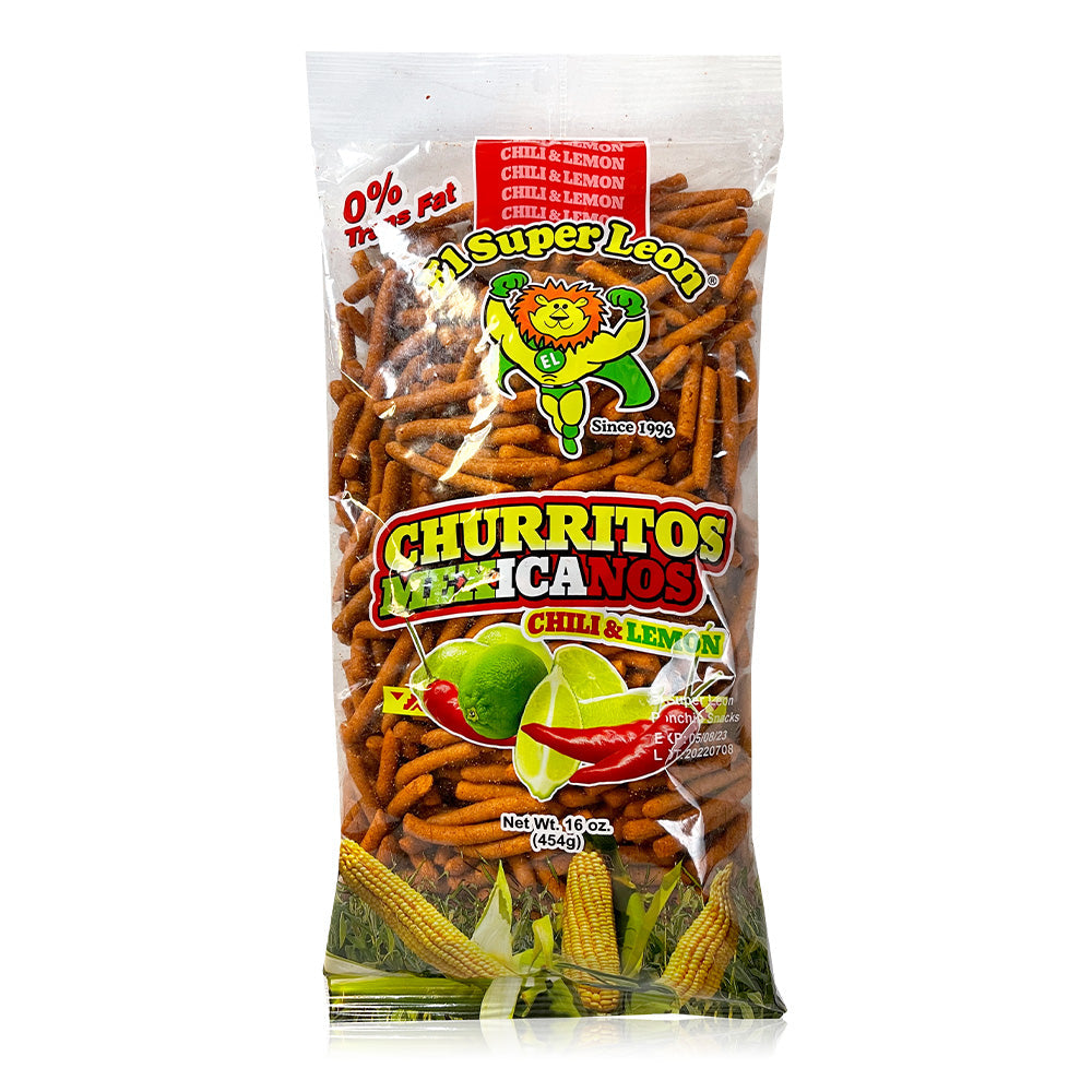 El Leon Churro Chile Lemon Seasoning Powder | 16oz Resealable Bag for Mexican Snacks, Popcorn & Street Food - Authentic Mexican Spice Blend for Home Cooking & Party Snacks