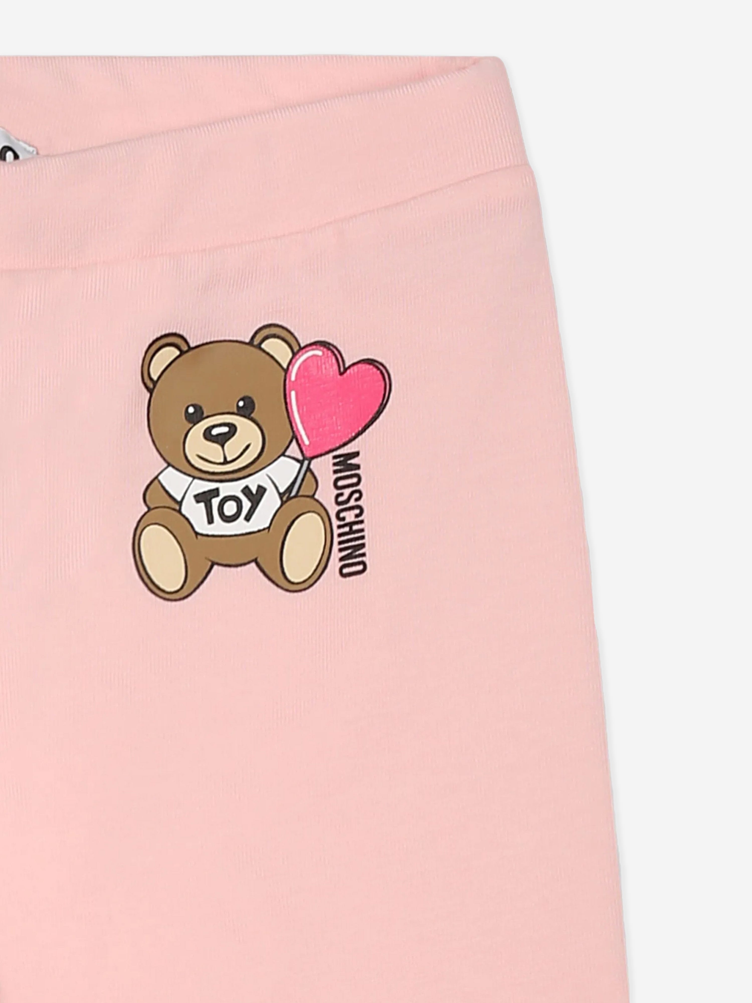 Adorable Pink Teddy Bear Leggings for Baby Girls - Soft & Comfortable Toddler Pants for Playtime, Daycare & Photo Shoots