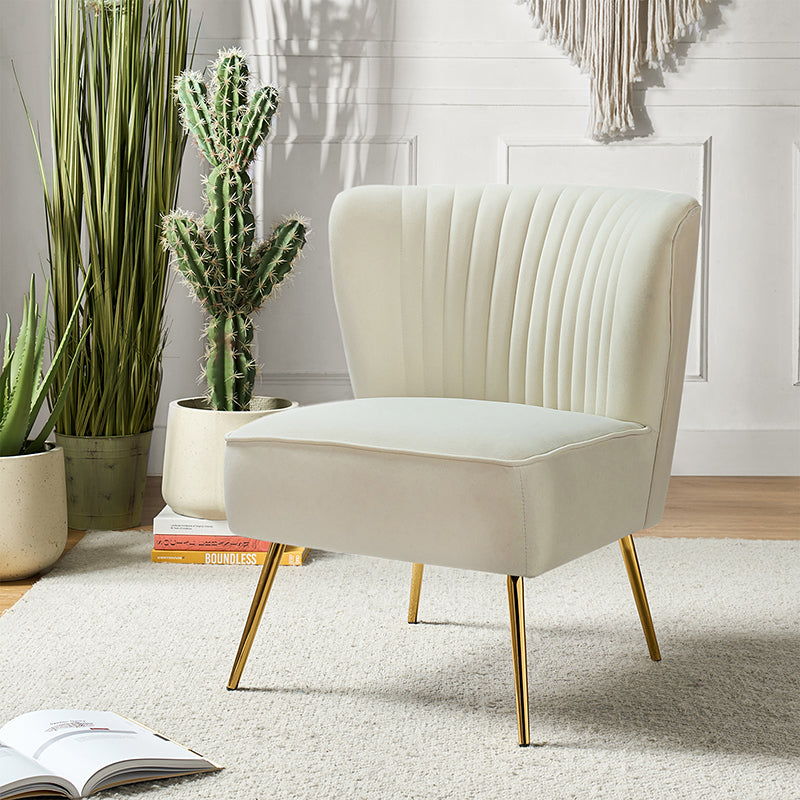 Lola Velvet Side Chair - Modern Upholstered Accent Chair for Living Room, Bedroom & Office - Soft Velvet Fabric with Sturdy Wooden Legs - Perfect for Dining, Lounge & Home Decor