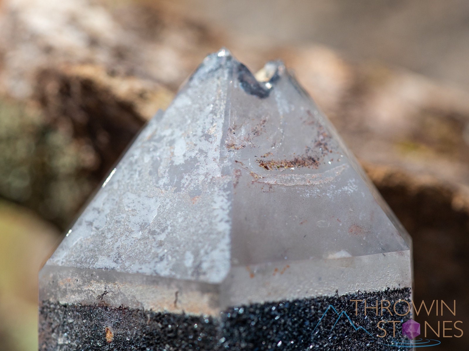 Natural QUARTZ Raw Crystal Point with HEMATITE - Healing Stone for Meditation, Reiki, Chakra Balancing | Unique Housewarming Gift & Spiritual Home Decor | Raw Crystals and Stones Collection (39913)