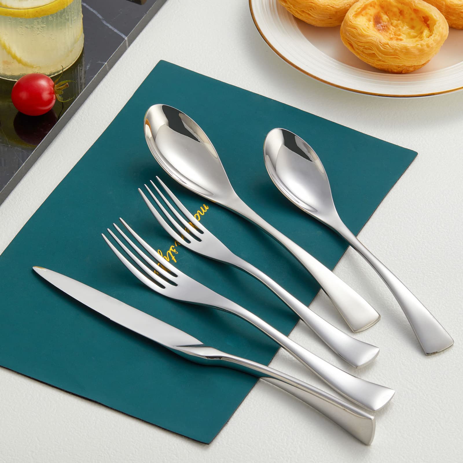 Premium 18/10 Stainless Steel Silverware Set for 4 - 20-Piece Flatware Cutlery Set with Knives, Forks & Spoons - Dishwasher Safe & Rustproof - Elegant Dining for Restaurants, Weddings & Everyday Use