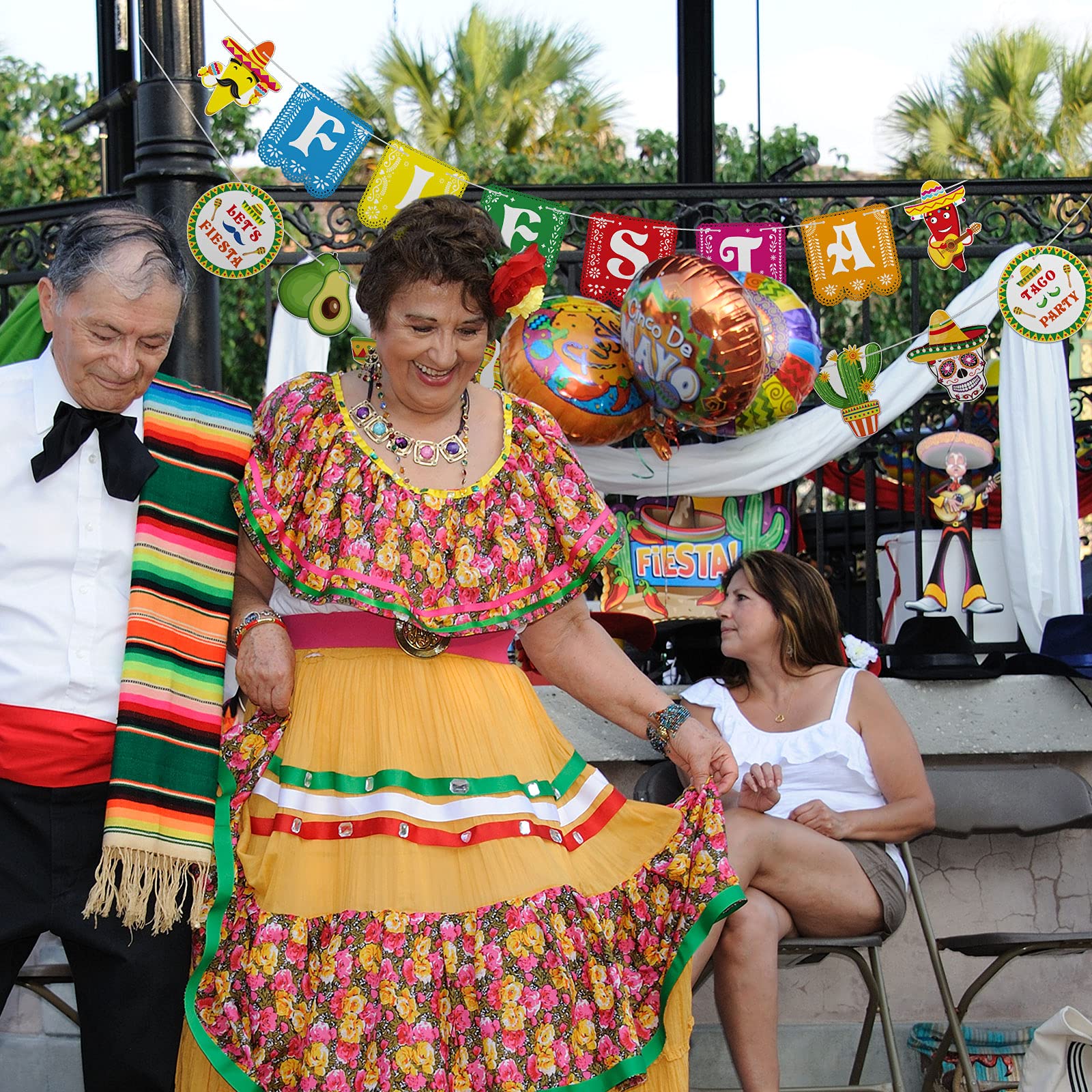 Mexican Party Supplies - Cinco De Mayo Banner, Fiesta Garland, Day of The Dead Backdrop, Ceiling Hanging Decor for Taco Themed Birthday & Festival Celebrations | Perfect for Home, Office & Outdoor Party Decorations