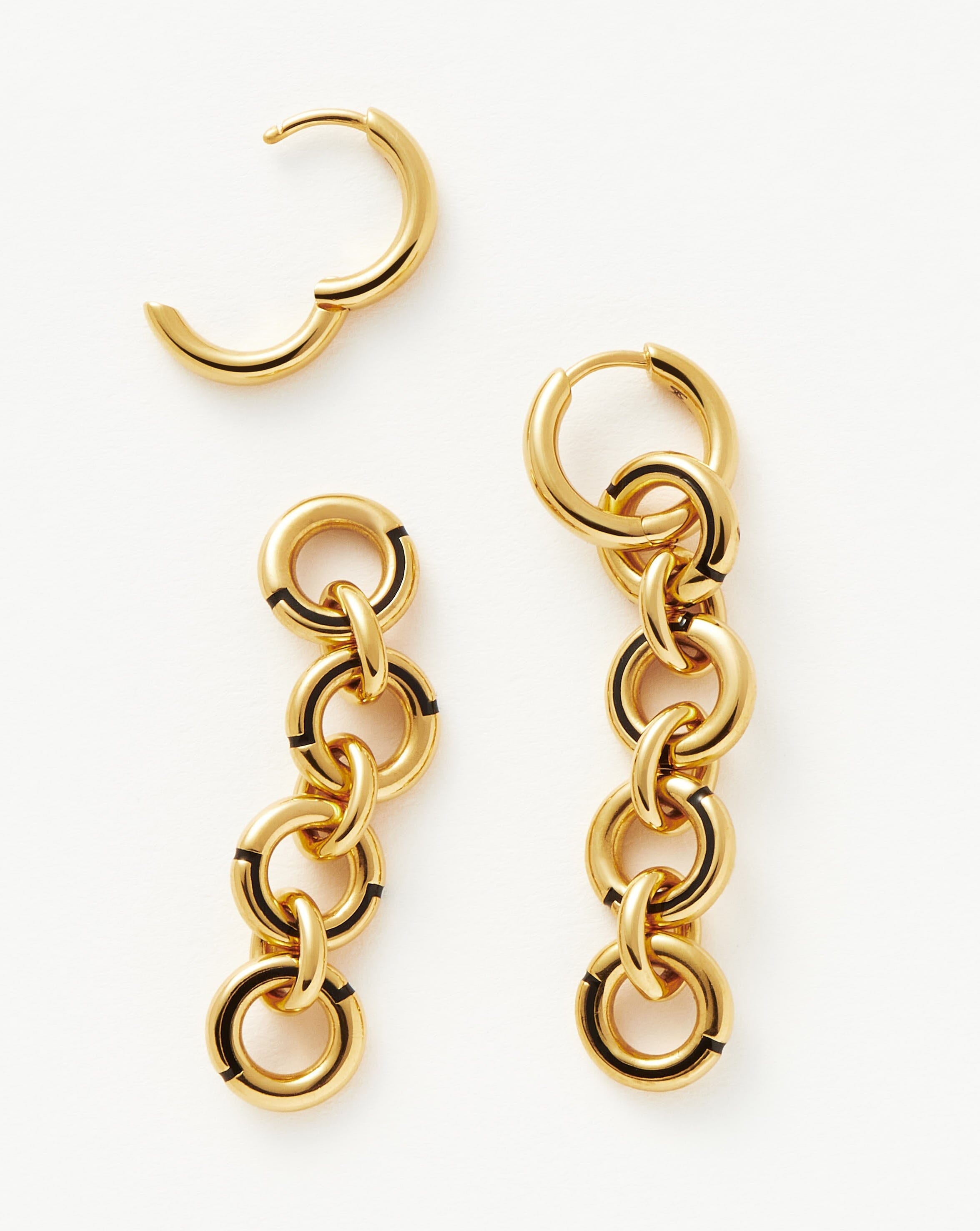 18k Gold Plated Enamel Byline Link Drop Hoop Earrings - Elegant Dangle Earrings for Women, Perfect for Parties, Weddings & Everyday Wear
