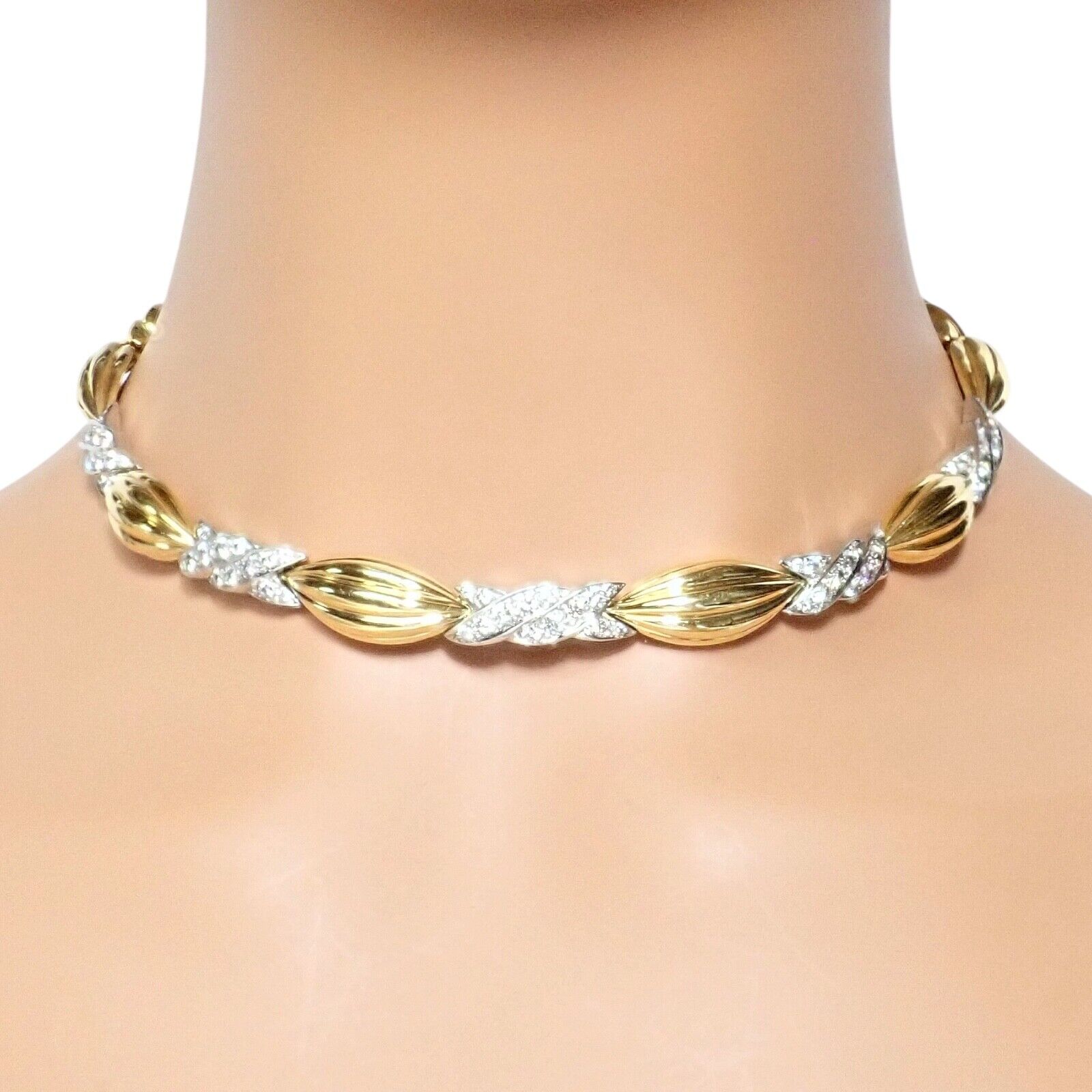 Authentic Tiffany & Co 18k Yellow & White Gold 4 Carat Diamond Candy Necklace - Elegant Jewelry Gift for Women, Perfect for Anniversaries & Special Occasions