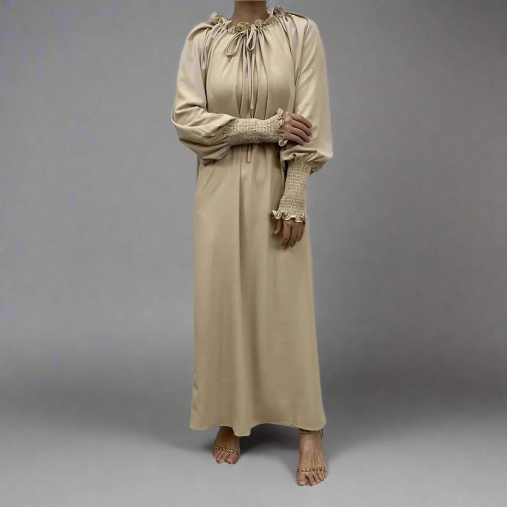 Elegant Solid Color Abaya Dress for Women - Modest Islamic Clothing - Perfect for Prayer, Mosque, and Special Occasions