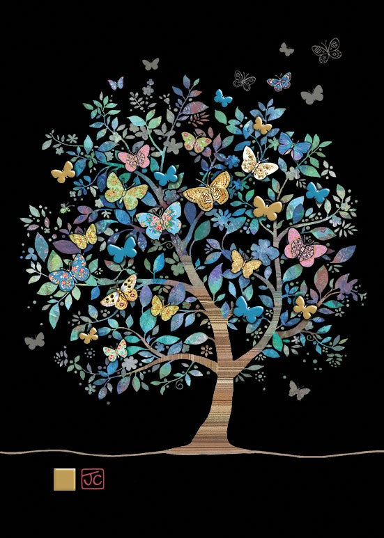 Butterfly Tree Bug Art Greeting Card - Unique Nature-Themed Stationery for Birthdays, Anniversaries & Special Occasions