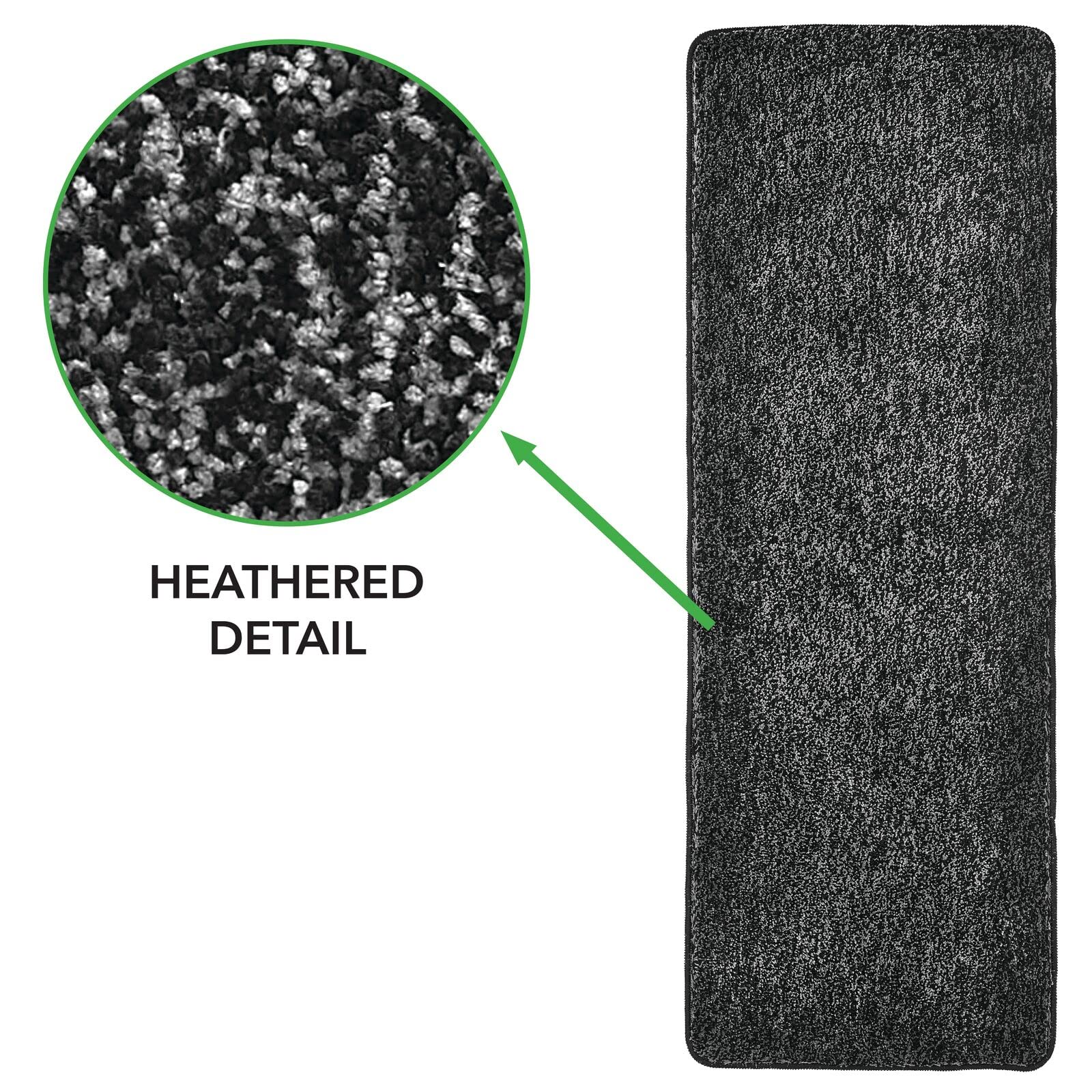 Non-Slip Microfiber Bath Mat - Plush Water Absorbent Spa Rug for Bathroom, Shower & Vanity - Machine Washable 60x21 Inch Rectangle Mat in Heathered Charcoal Gray - Perfect for Wet Floors & Cozy Bathroom Decor