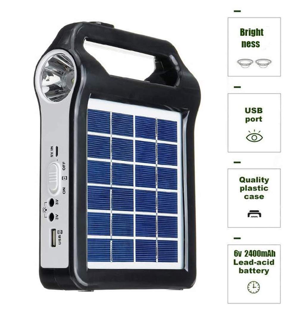 Portable Solar Generator with USB Charger - 6V 9W Solar Panel Power Bank for Camping, Emergency & Outdoor Activities - Rechargeable Solar Power System Kit for Home Use
