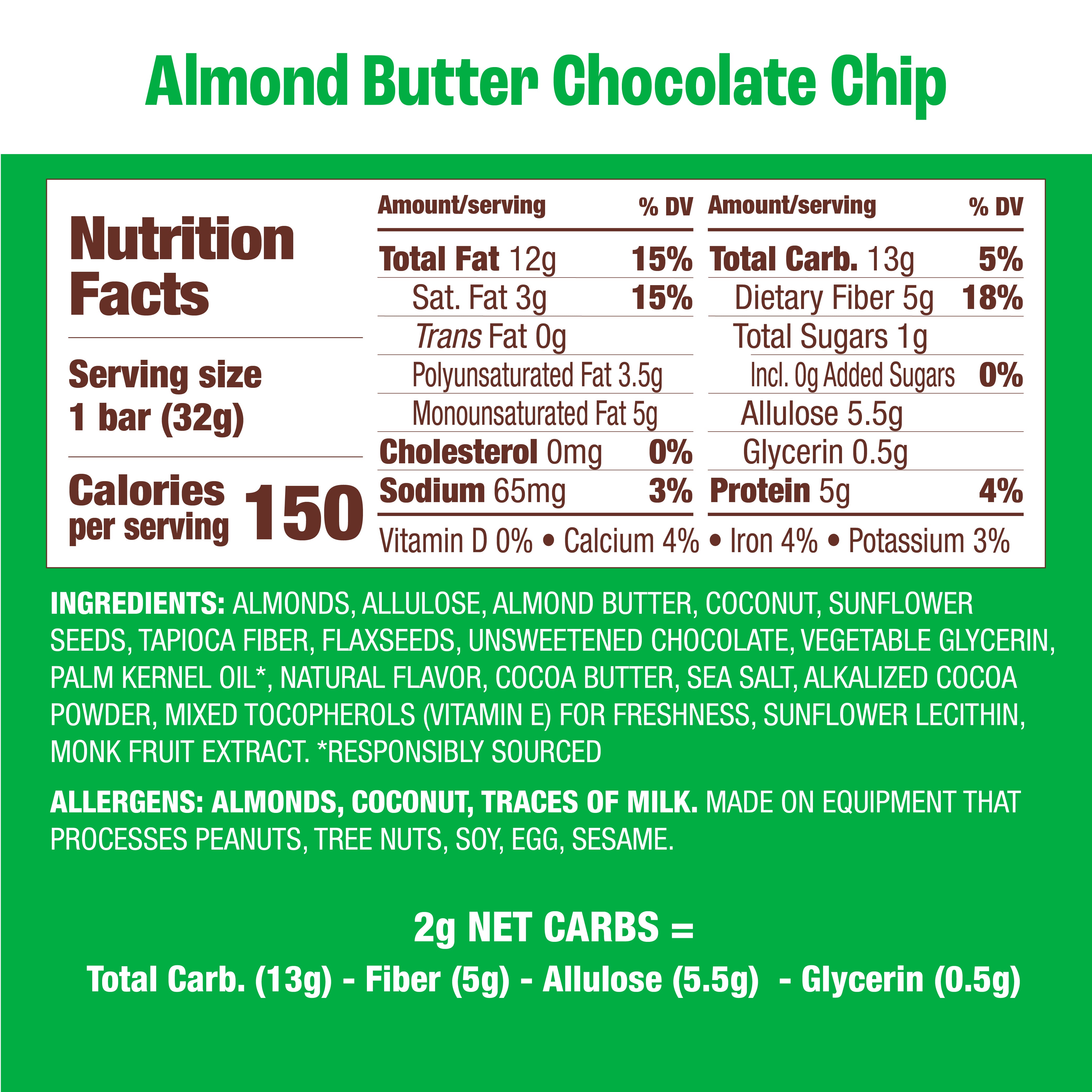 Organic Almond Butter Chocolate Chip Granola Bars - 12 Pack | Healthy Snack for Hiking, School Lunch & On-the-Go Energy Boost