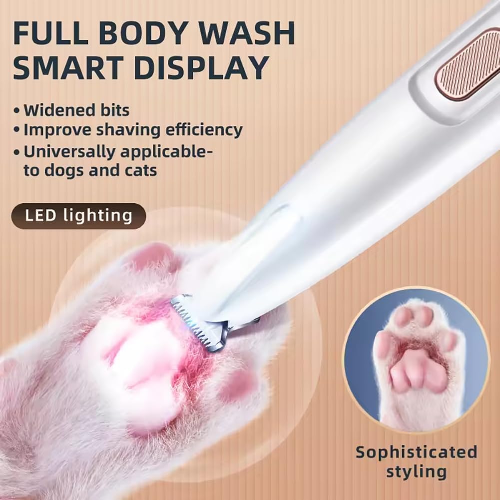 2024 Upgraded Micro Precision Pet Hair Trimmer - Low Noise, Waterproof, Rechargeable with LED Light | Multifunctional Grooming Clippers for Paws, Ears, Face & Body | Perfect for Home Pet Grooming & Professional Use