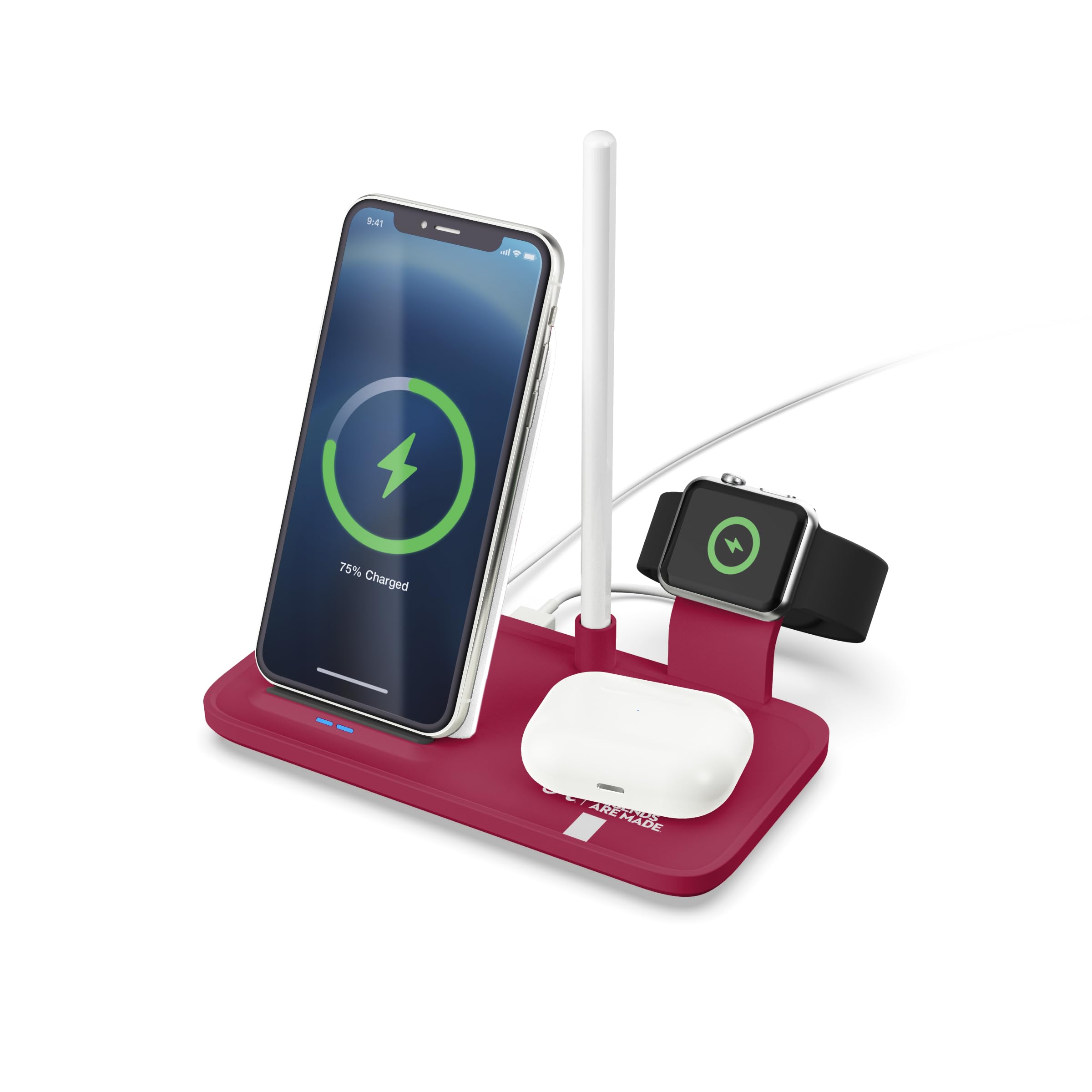 SOAR NCAA Sport Wireless Charging Dock Station - Fast Qi-Certified Charger for iPhone, Samsung, AirPods - Perfect for College Dorms, Office Desks & Nightstands