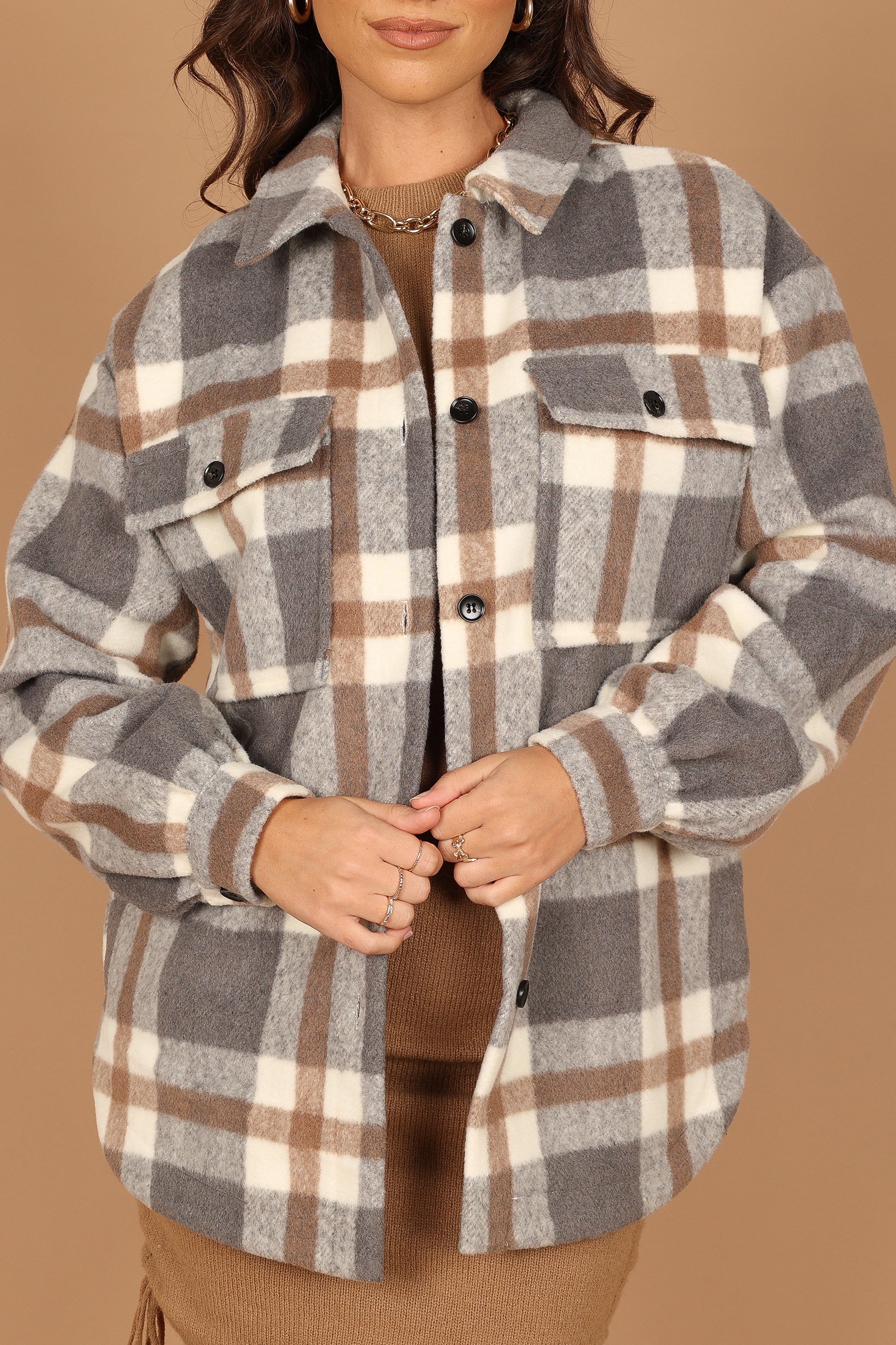 Alex Double Breasted Pocket Shacket - Grey Check Plaid Overshirt for Men | Casual Fall & Winter Layering | Office, Outdoor & Travel Wear