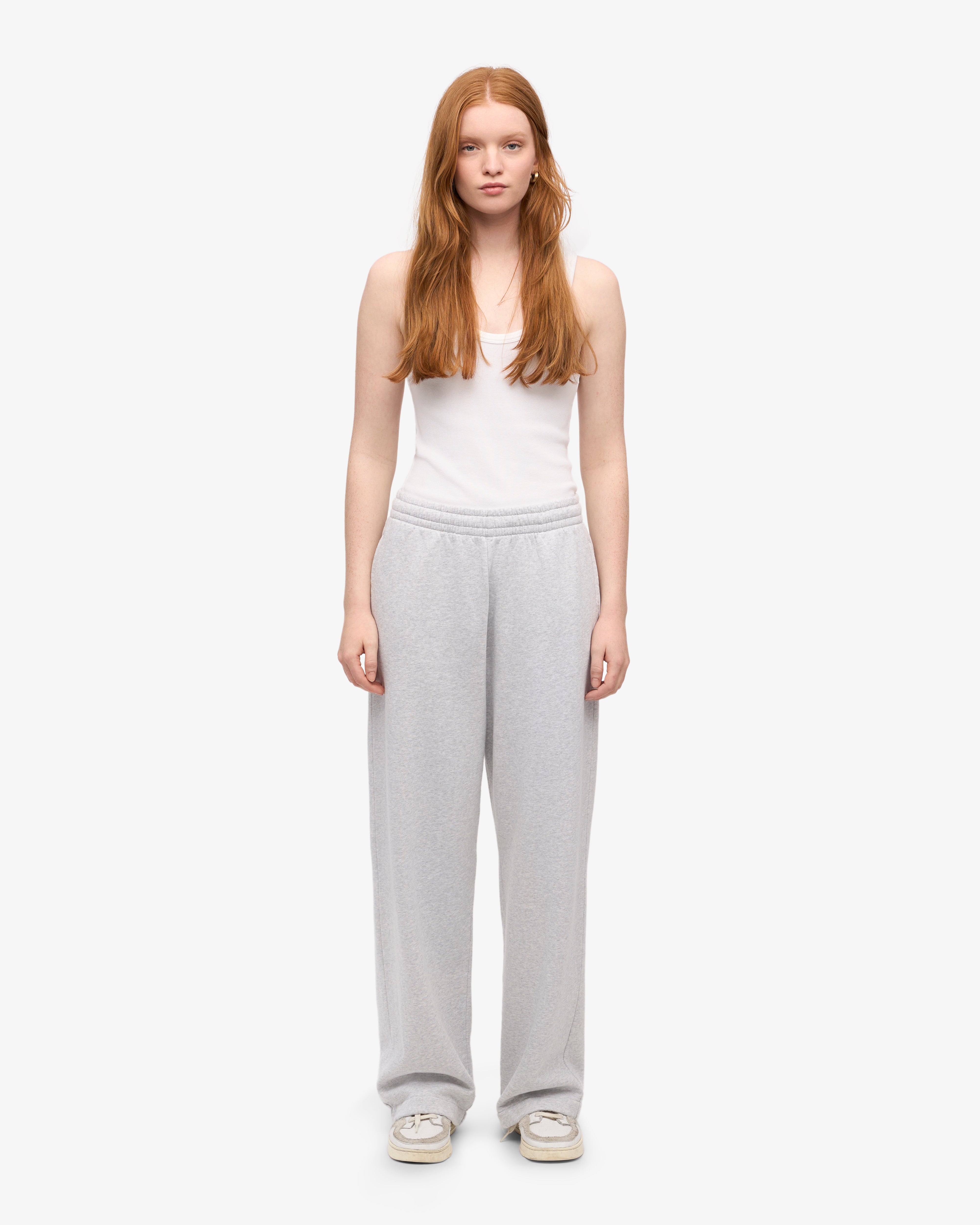 Organic Straight Leg Sweatpants for Women - Soft Snow Melange Joggers | Lounge, Yoga & Casual Wear