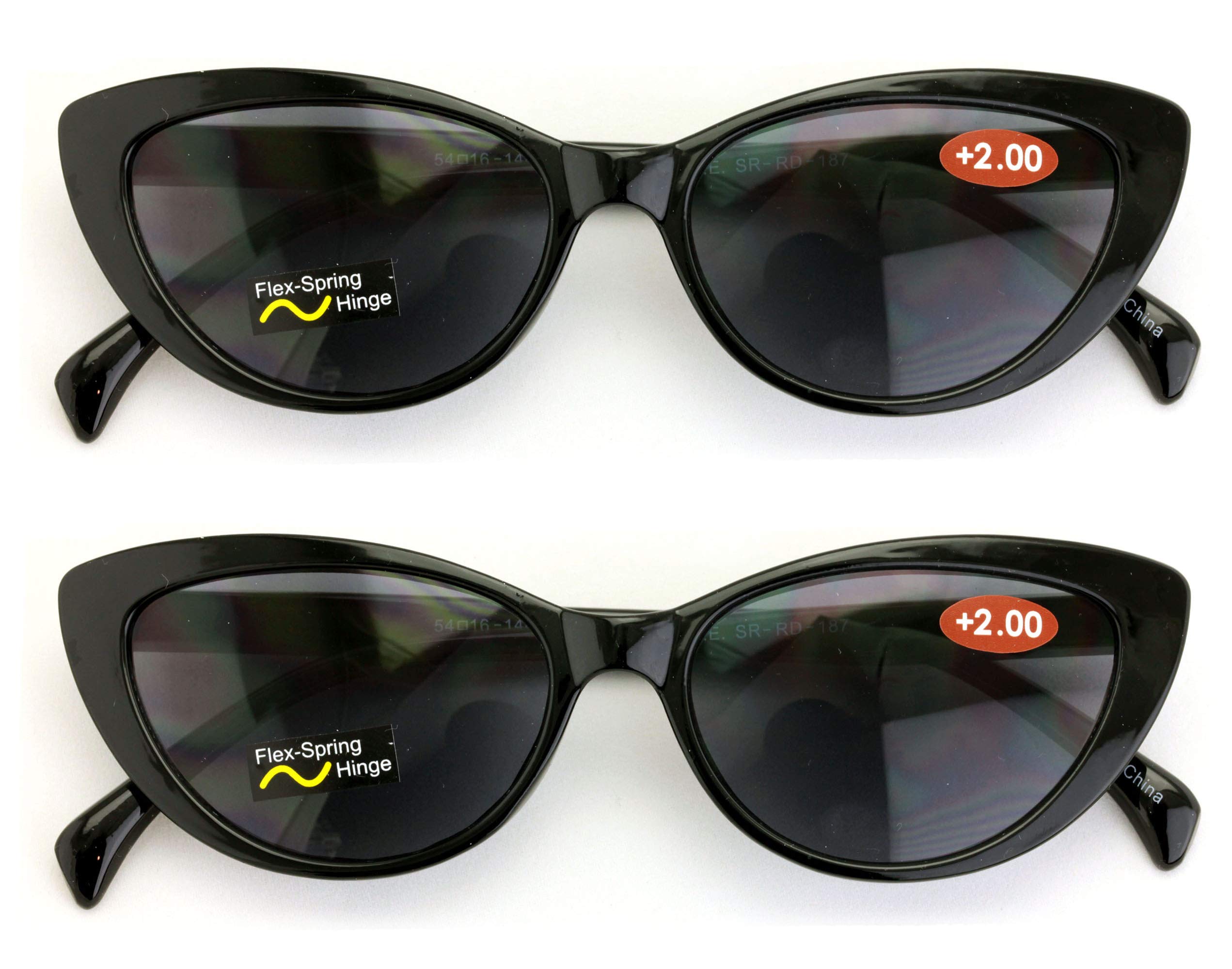 2 Pairs Women's Cat Eye Black Tortoise Reading Sunglasses - UV Protection Bifocal Readers for Outdoor, Driving, and Fashion Use