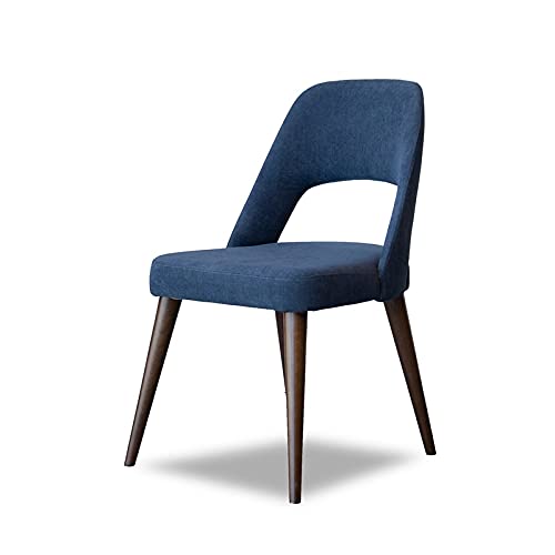 ASHCROFT Avol Mid-Century Modern Fabric Dining Chairs - Set of 2 Blue Upholstered Chairs for Kitchen, Dining Room & Home Office | Comfortable & Stylish Seating Solution