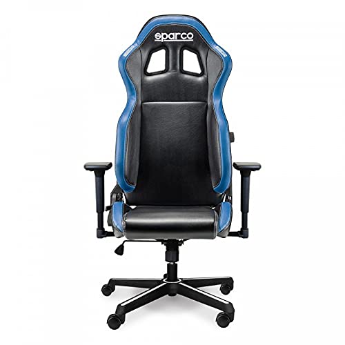 Sparco 00998NRAZ Icon Office Chair - Ergonomic Black & Blue Racing Style Seat for Home & Gaming Setup