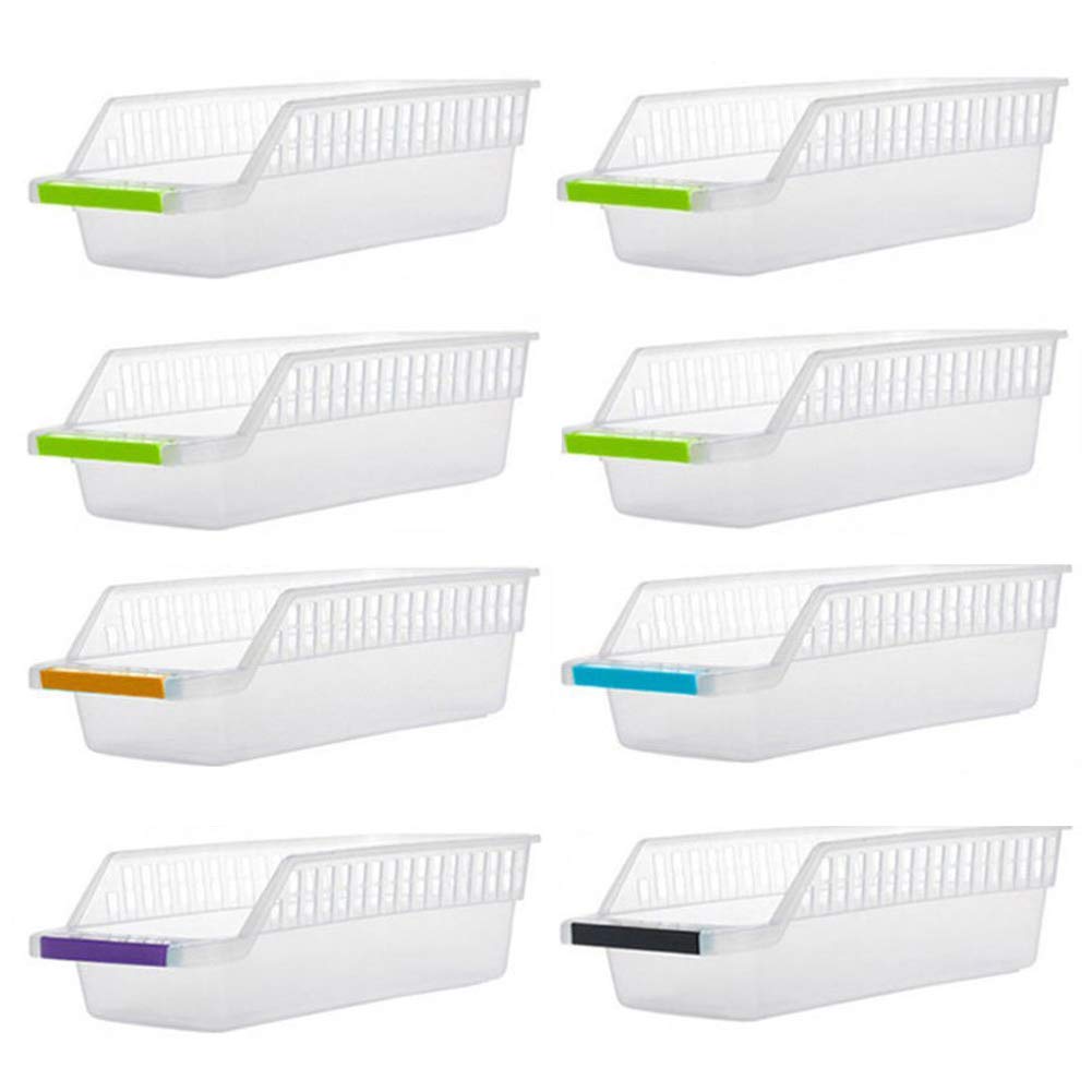 INOVERA 8-Piece Plastic Storage Container Set | Space-Saving Food Storage Bins for Vegetables, Fruits & Meal Prep (Multi-Color) | Pantry, Fridge & Kitchen Organization