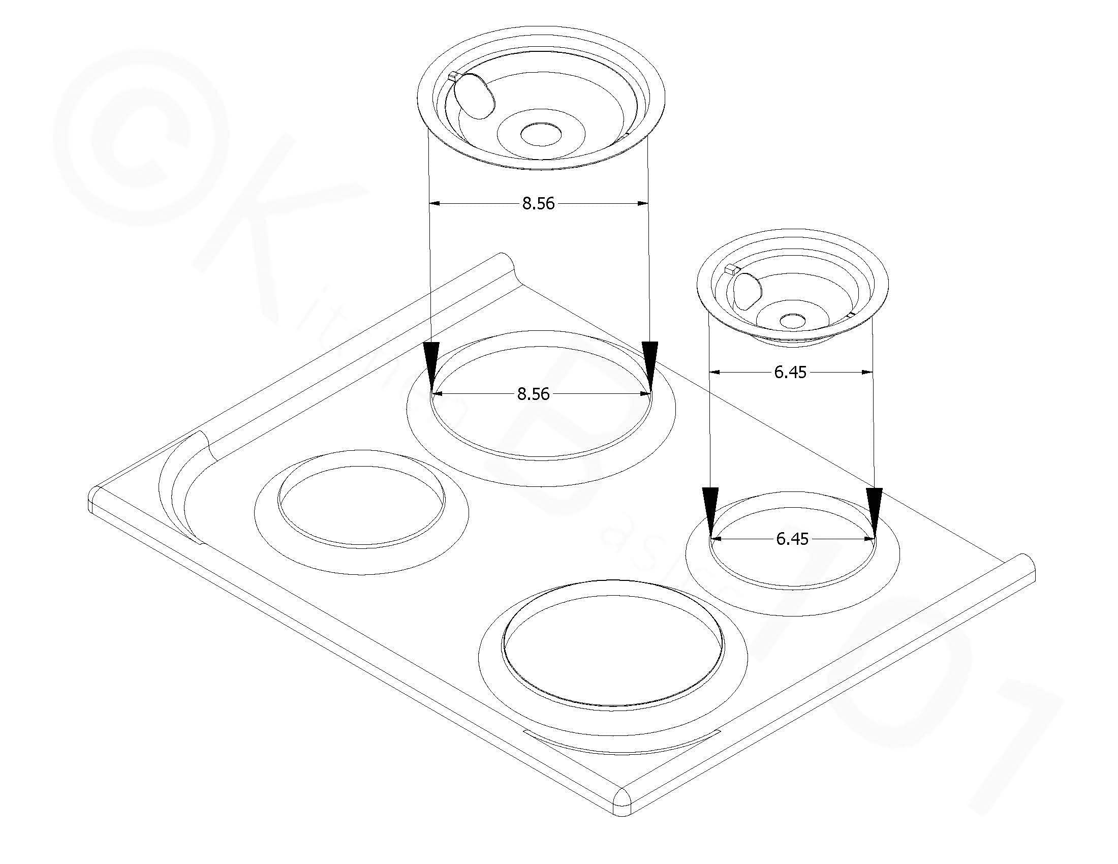 GE68C Chrome Drip Pan Bowls & WB30M1 WB30M2 Burner Surface Elements Replacement for GE Stove - Compatible with GE Electric Range Cooktop - Perfect for Kitchen Maintenance and Cooking Safety