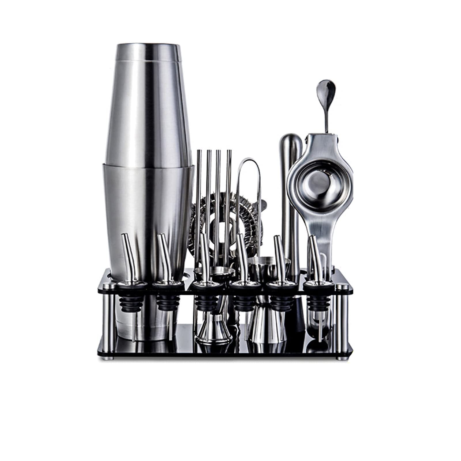 Premium Stainless Steel Cocktail Shaker Set - 24oz Bartender Kit with Strainer & Jigger - Rustproof Bar Tools for Professional Mixing - Perfect for Home Bars, Parties & Cocktail Making (Color: Black)