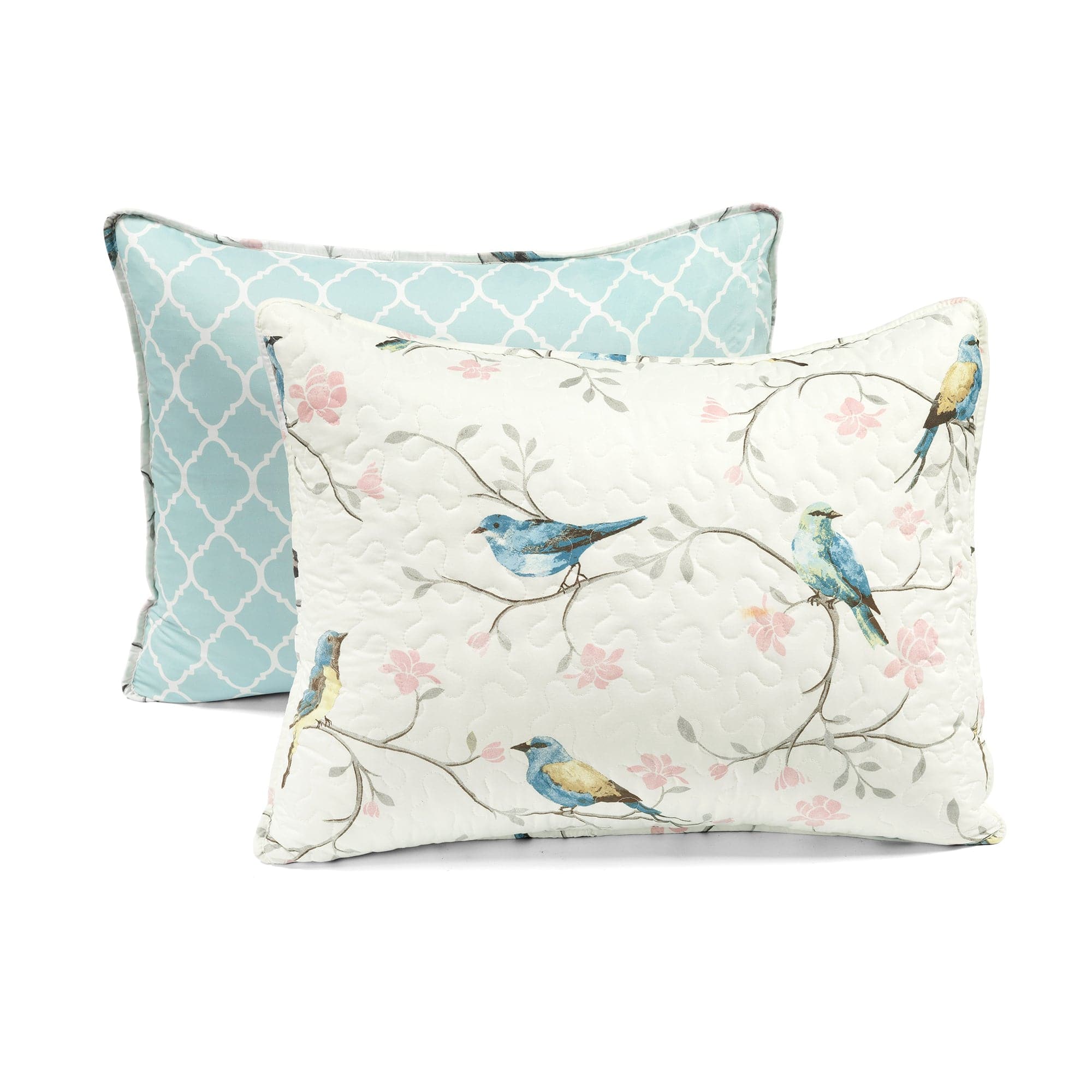 Botanical Bird & Flower Quilt 3-Piece Bedding Set - Soft Floral Duvet Cover with Pillow Shams for Cozy Bedroom Decor