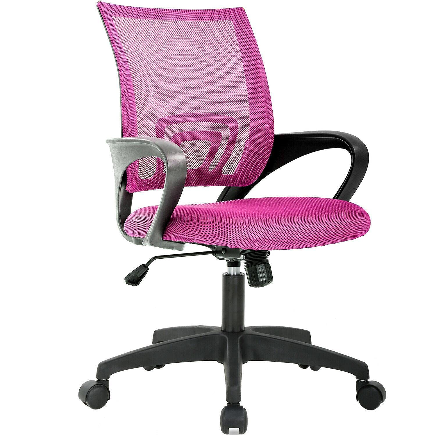 Ergonomic Mesh Office Chair with Adjustable Lumbar Support - Pink Home & Computer Desk Chair for Work, Gaming & Study | Perfect for Small Spaces, Standing Desks & Home Offices