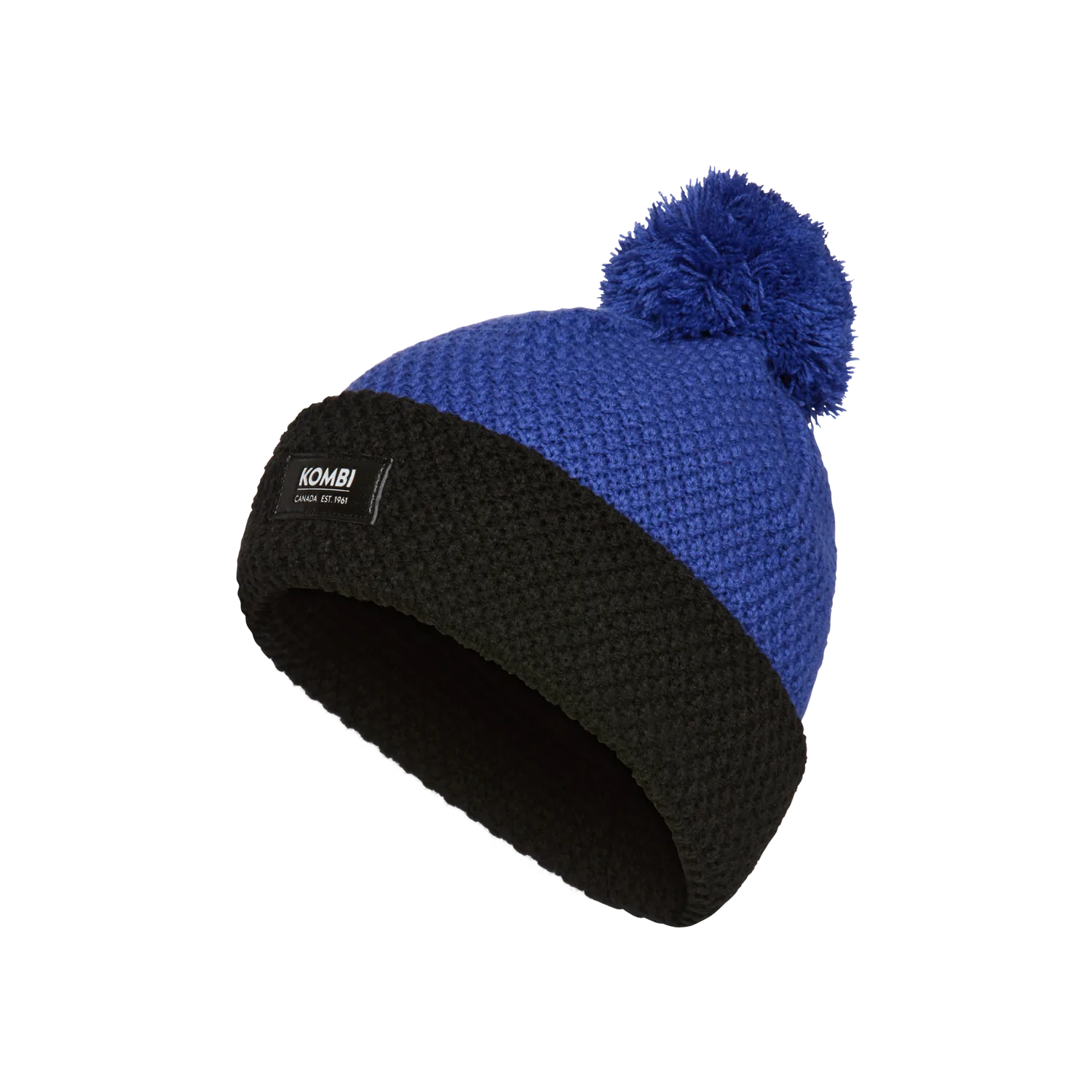 Kombi Sapphire Blue Lollipop Pom Pom Beanie Hat for Women - Winter Warm Knitted Skull Cap for Cold Weather & Outdoor Activities
