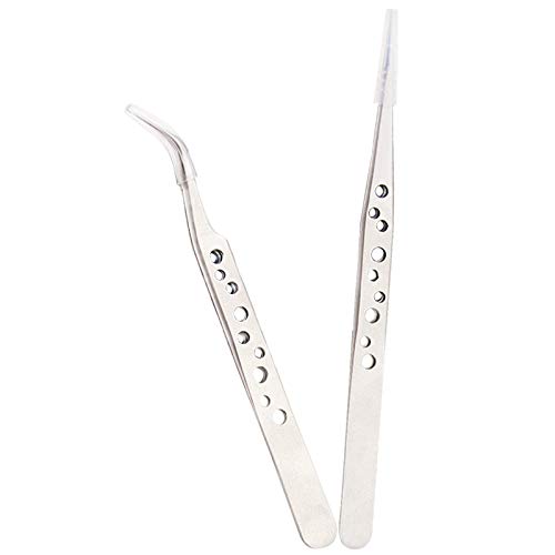 Premium Stainless Steel Non-Magnetic Eyelash Extension Tweezers - Professional 3D Lash Tweezer for False Eyelash Application - Perfect for Salon, Home Use & DIY Beauty