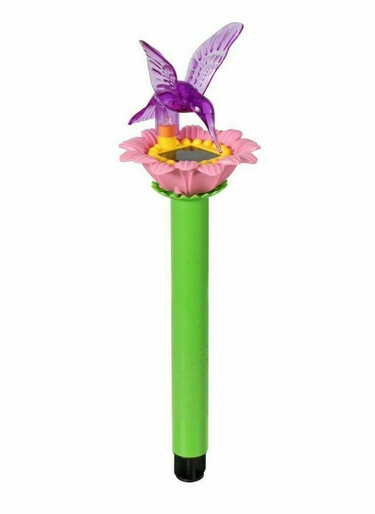 JF - Tropical Solar Stake Lights for Garden Decor, 2-Pack Pink & Purple Bird Bath Design – Perfect for Outdoor Pathways, Patios, and Backyard Landscaping