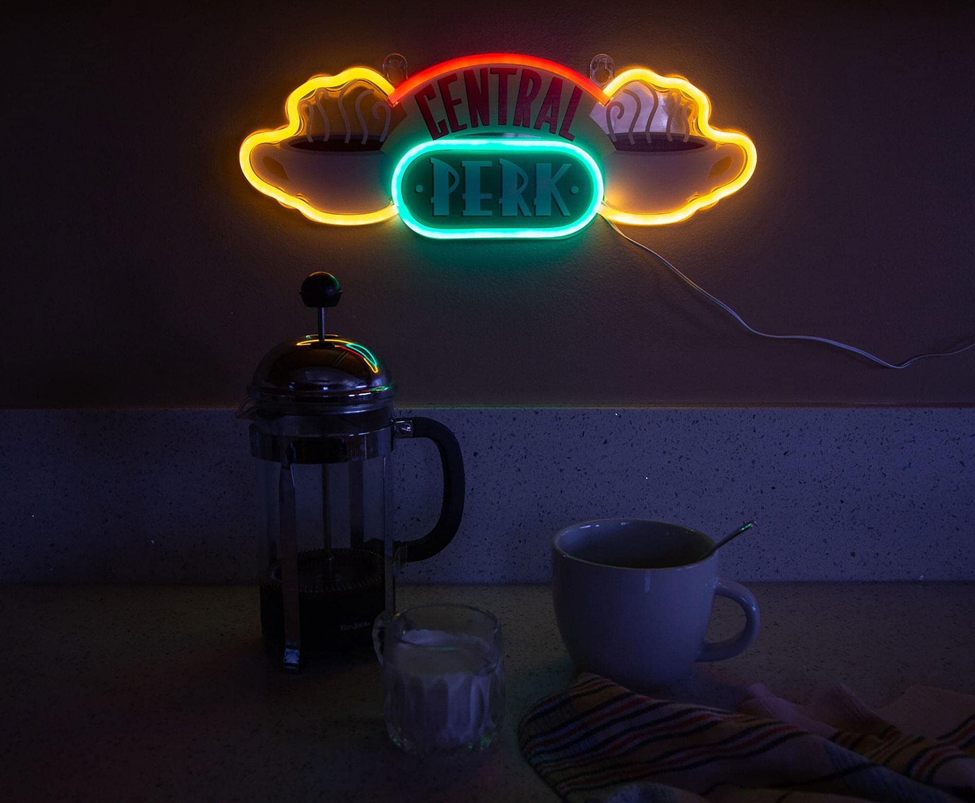 Ukonic Friends TV Show Central Perk Coffee Shop 16-Inch Neon Light Sign Replica - Official Licensed Home Decor Collectible - Hanging LED Wall Light for Living Room, Bedroom, Bar & Cafe Decor - Trendy Room Essentials for Fans & Gift Ideas