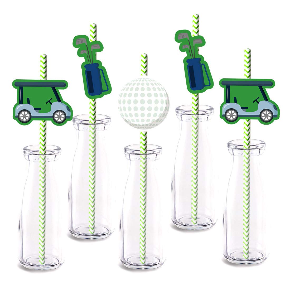 24-Pack Golf Party Straw Decorations - Fun Paper Decorative Straws for Birthday & Retirement Parties | Perfect for Themed Events, Bridal Showers & Sports Celebrations