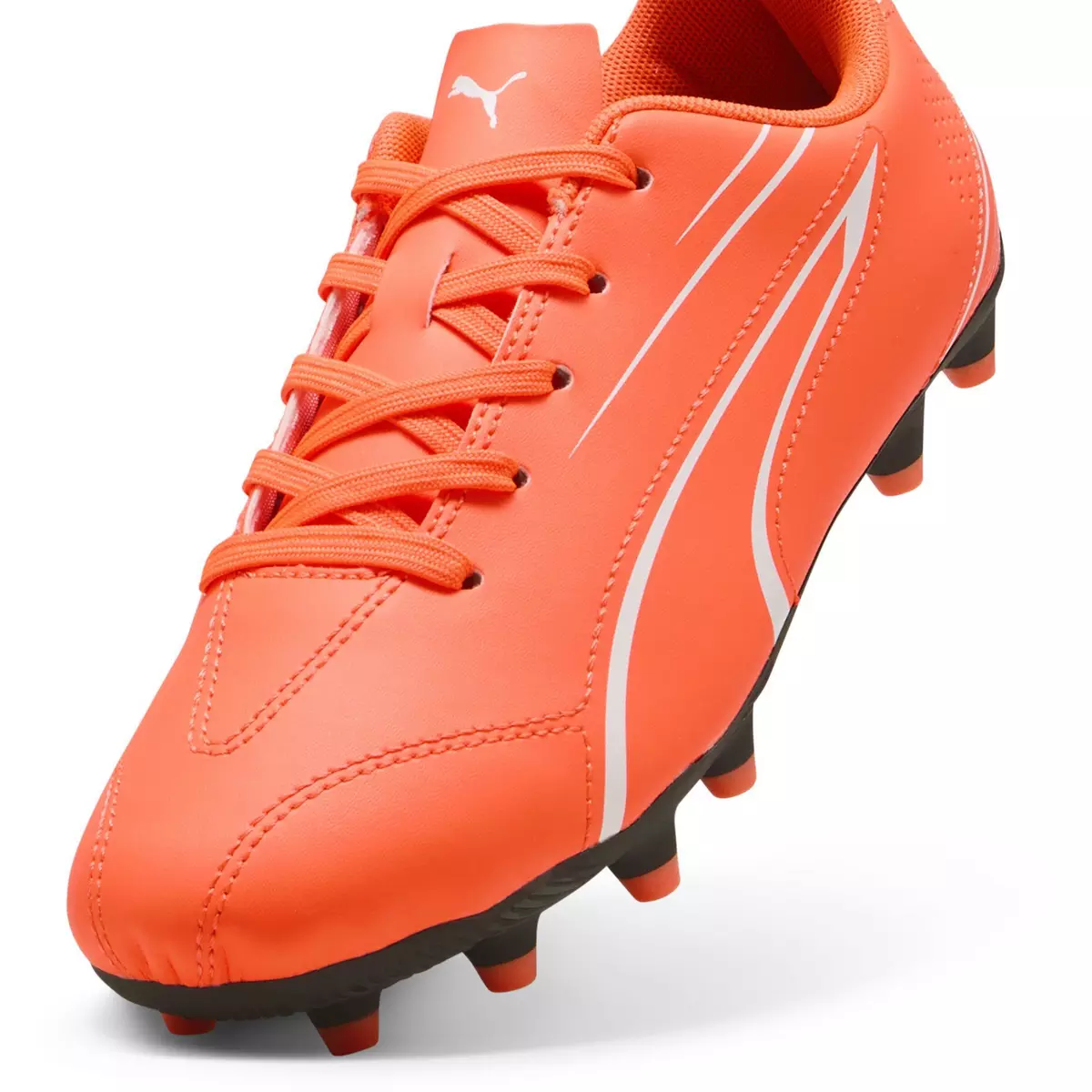 Puma Vitoria Jnr FG/AG Soccer Cleats for Men & Youth - Glowing Red/White Football Shoes - Perfect for Turf & Artificial Grass Fields, Training & Matches