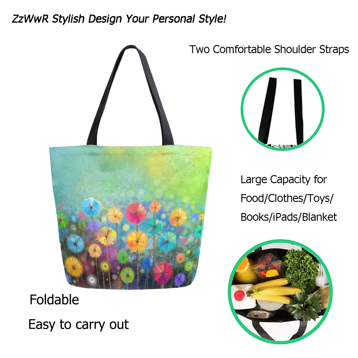 Stylish Cute Pattern Extra Large Tote Bag for Women - Waterproof Beach Bag, Travel Weekender, Gym & Grocery Shopping - Perfect for Vacation, Work & Daily Use