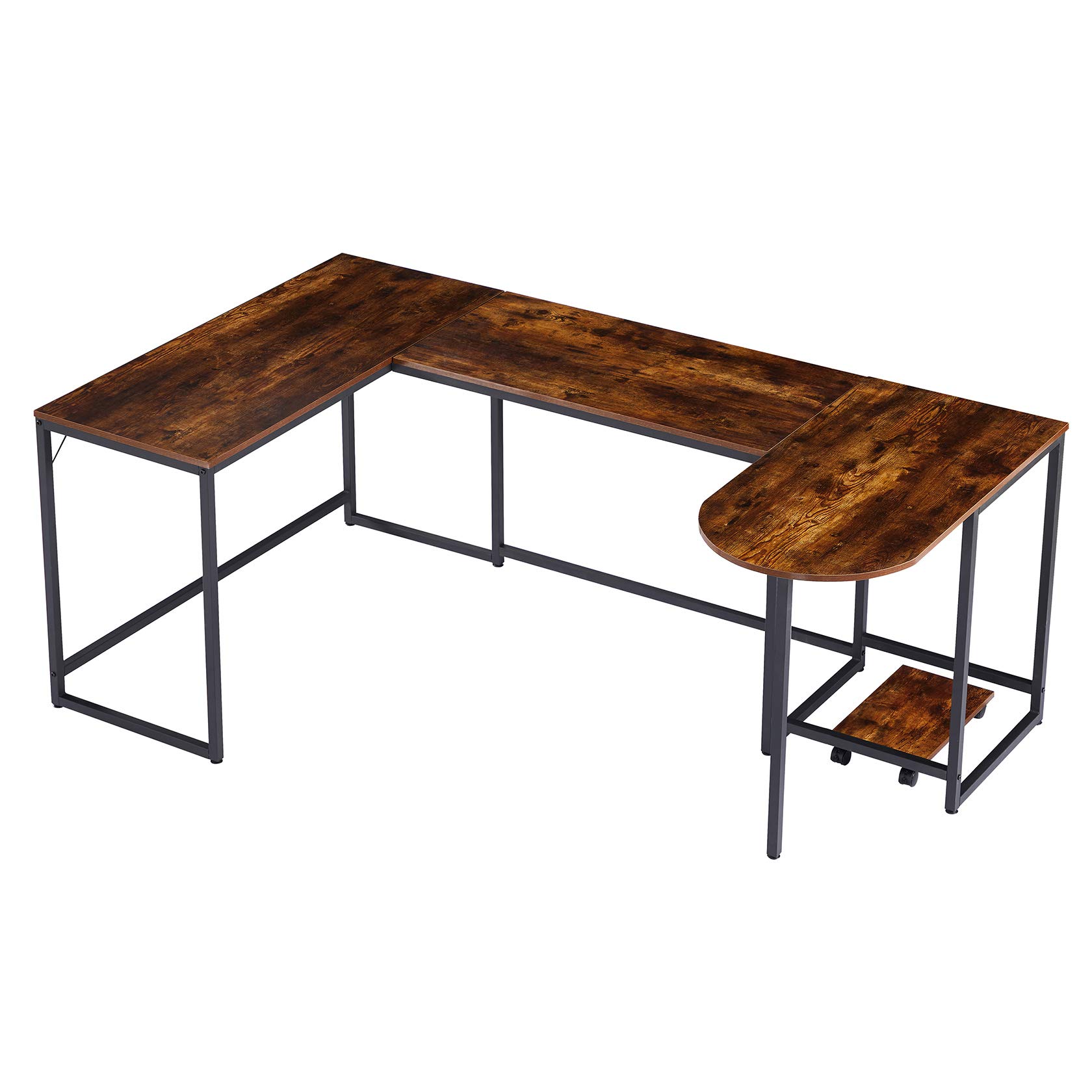 Ergonomic U-Shaped Computer Desk with CPU Stand - Industrial Style Corner Writing Desk & Gaming Workstation for Home Office - Space Saving Design Perfect for Small Rooms & Apartments