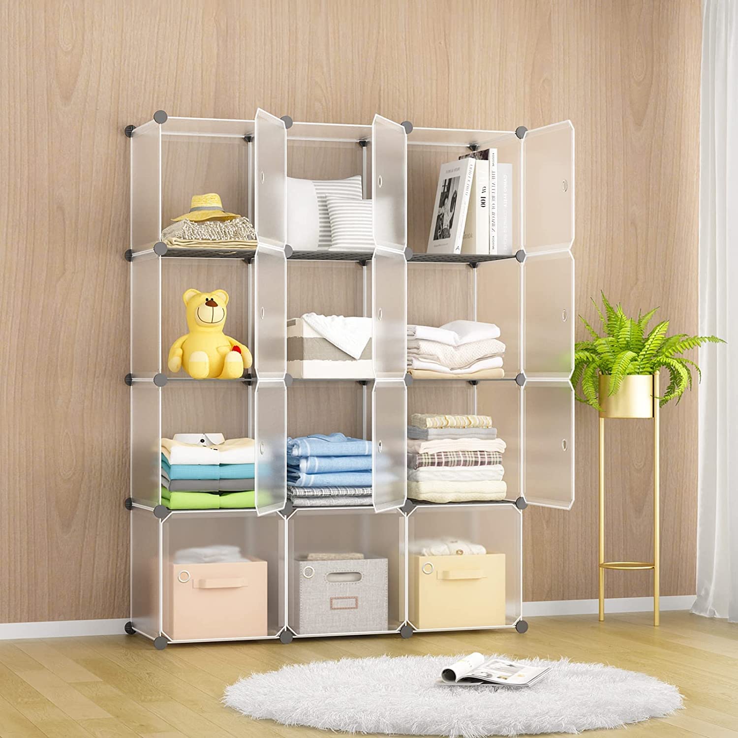 Aeitc 12-Pack Fabric Storage Cubes - Foldable Cloth Bins for Home Organization, Closet, Nursery & Office - Versatile Organizer Bins for Shelves, Cabinets & Under Bed Storage