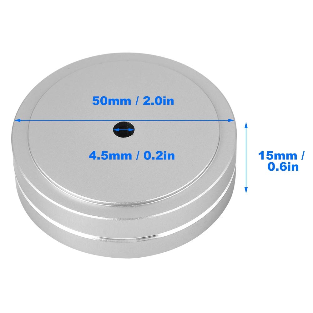 Premium Aluminum Alloy Speaker Isolation Feet Pads - HiFi Audio Equipment Vibration Dampers & Floor Protectors for Turntables, Studio Monitors & Home Theater Systems (Silver)