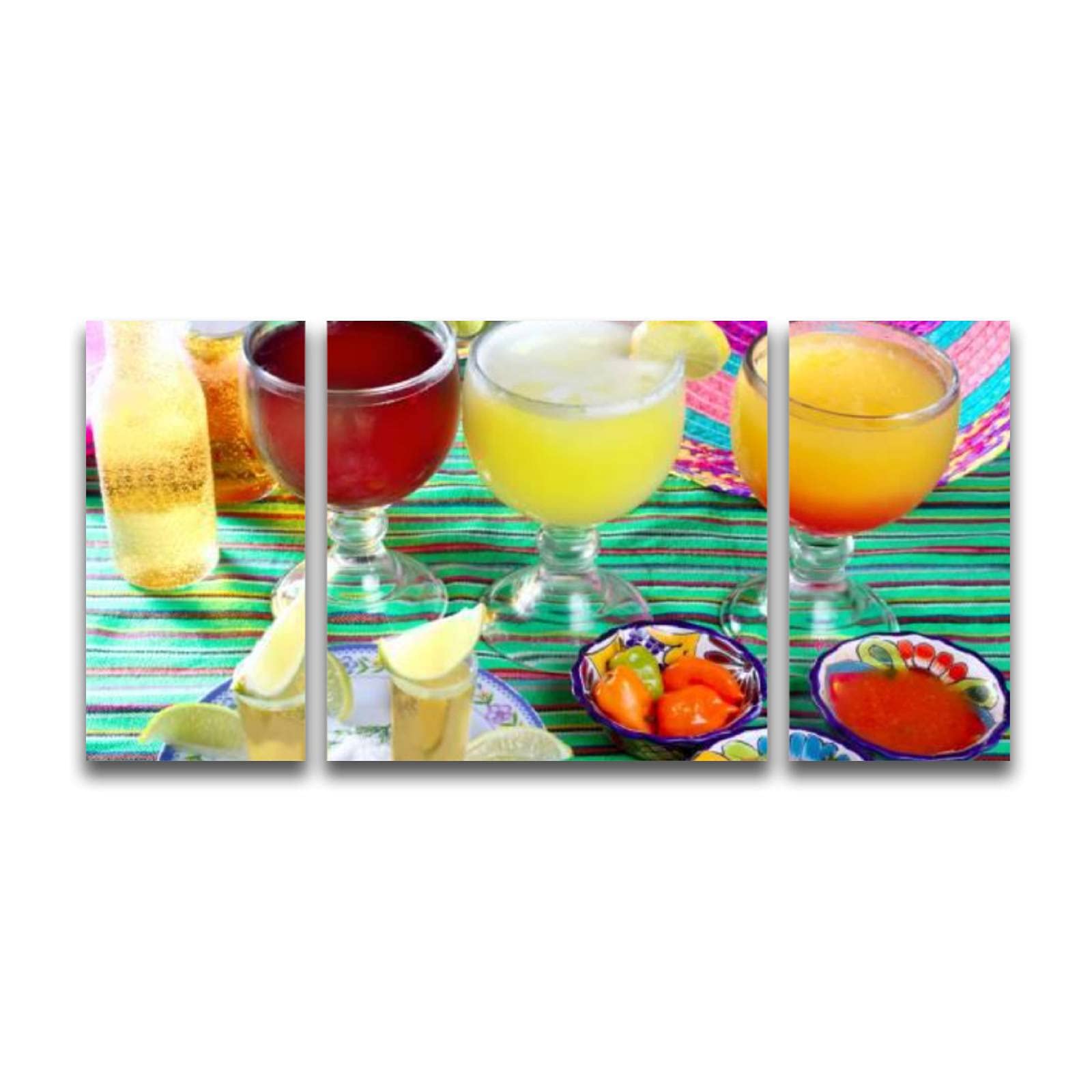 Abstract Cocktail Canvas Wall Art - Margarita, Sex on the Beach & Tequila Beer Painting - 64x32 Inch Framed Print for Living Room & Office Decor - Perfect for Bar, Restaurant & Home Entertainment Spaces