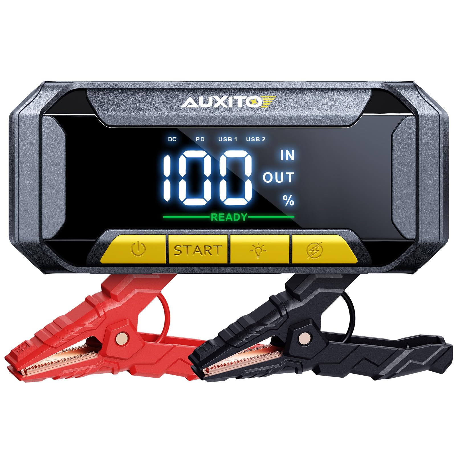 AUXITO 8000A 12V Car Battery Jump Starter with 60W Fast Charging & 160W DC Output - Portable Power Bank for Gas/Diesel Vehicles, 700LM Super Bright Flashlight - Emergency Roadside Assistance, Camping, Power Outages