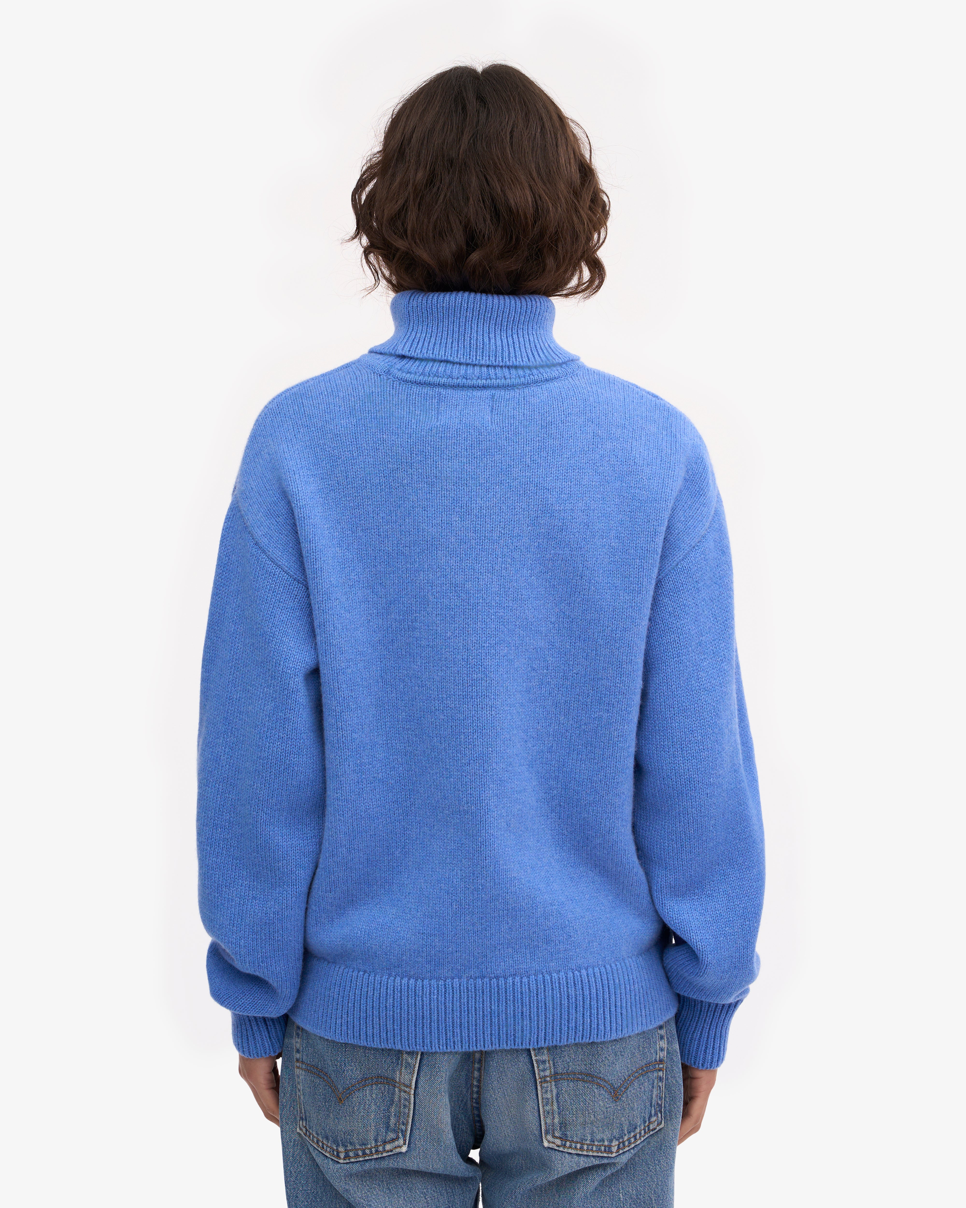 Premium Merino Wool Turtleneck Sweater for Women & Men - Soft Thermal Winter Pullover in Pacific Blue | Cozy Office Wear & Outdoor Activities