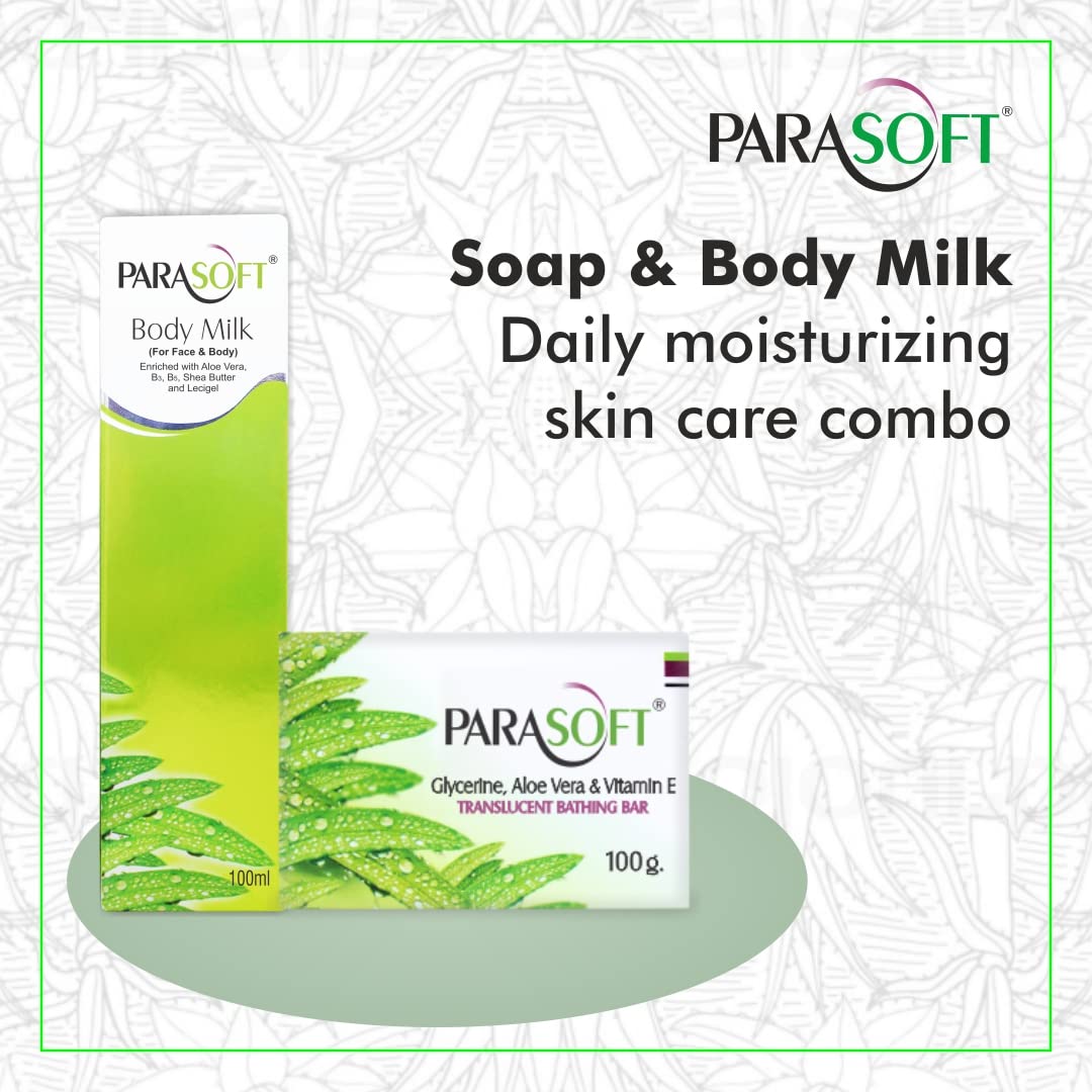 PARASOFT Nourishing Body Milk & Soap Set - Ultra Moisturizing Lotion for Dry, Sensitive & All Skin Types - 100ml Hydrating Skincare Duo - Perfect for Daily Body Care & Gift Sets