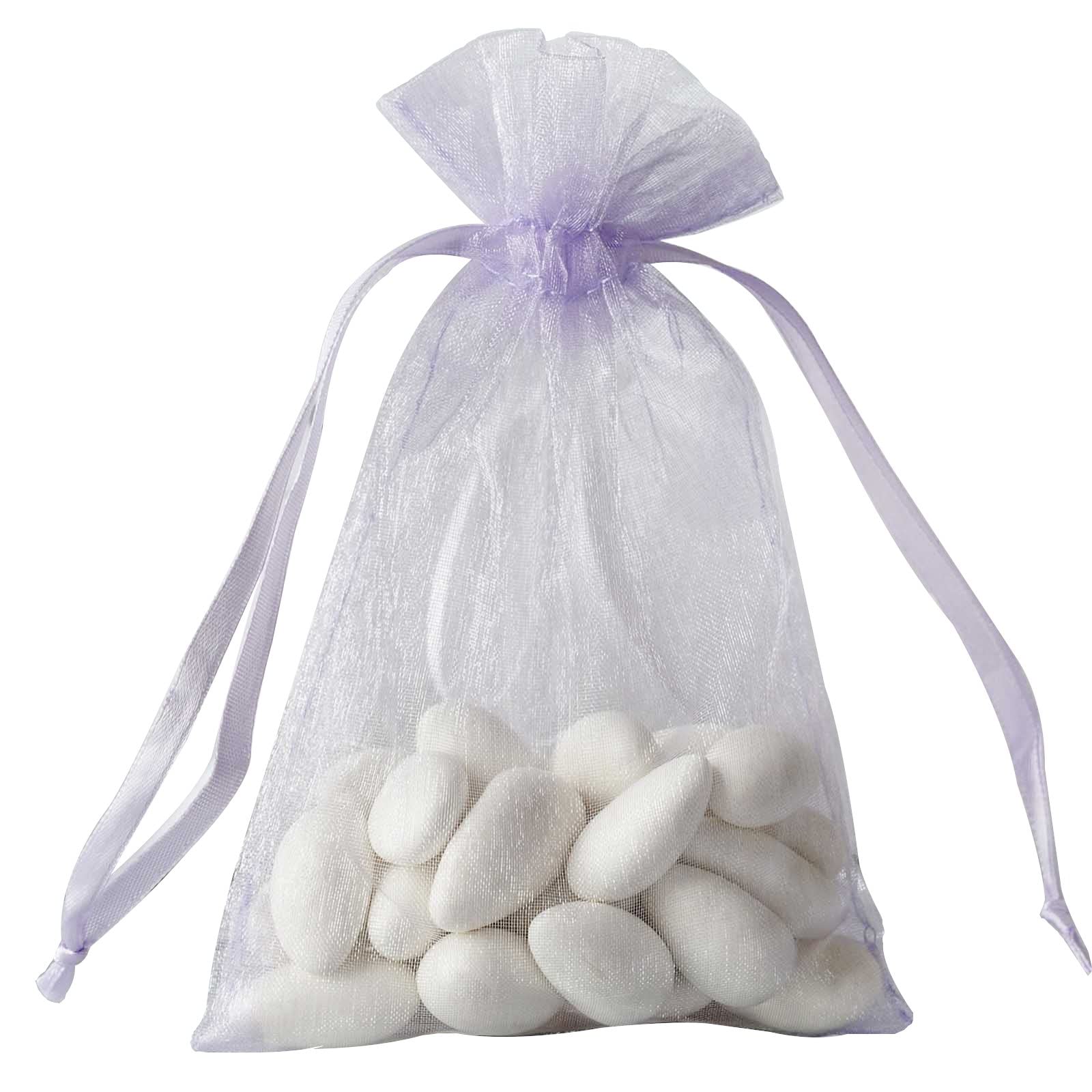 50 Pcs 4x6 Inch Lavender Organza Drawstring Bags - Wedding Favors, Jewelry Pouches, Candy Gift Bags for Bridal Shower, Baby Shower & Party Decorations