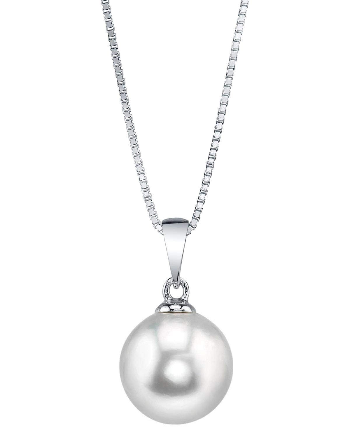 The Pearl Source White Freshwater Pearl Pendant Necklace for Women - 925 Sterling Silver Chain, Cultured Pearl Jewelry | Elegant Anniversary Gift for Her, Perfect for Weddings, Date Nights & Special Occasions