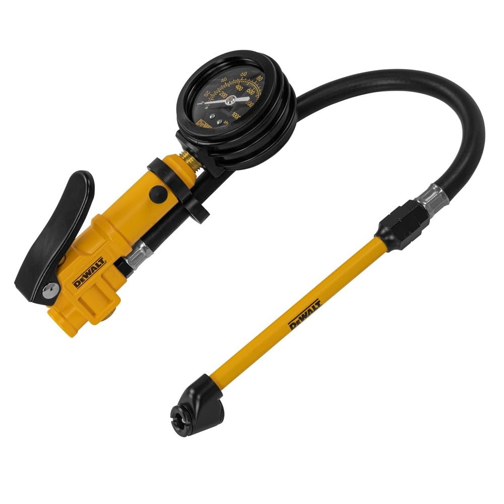 DEWALT 25-Piece Industrial Air Coupler and Plug Kit with Inflator, Analog Pressure Gauge & Hose - Perfect for Tire Inflation, Pneumatic Tools & Workshop Air Compressor Systems