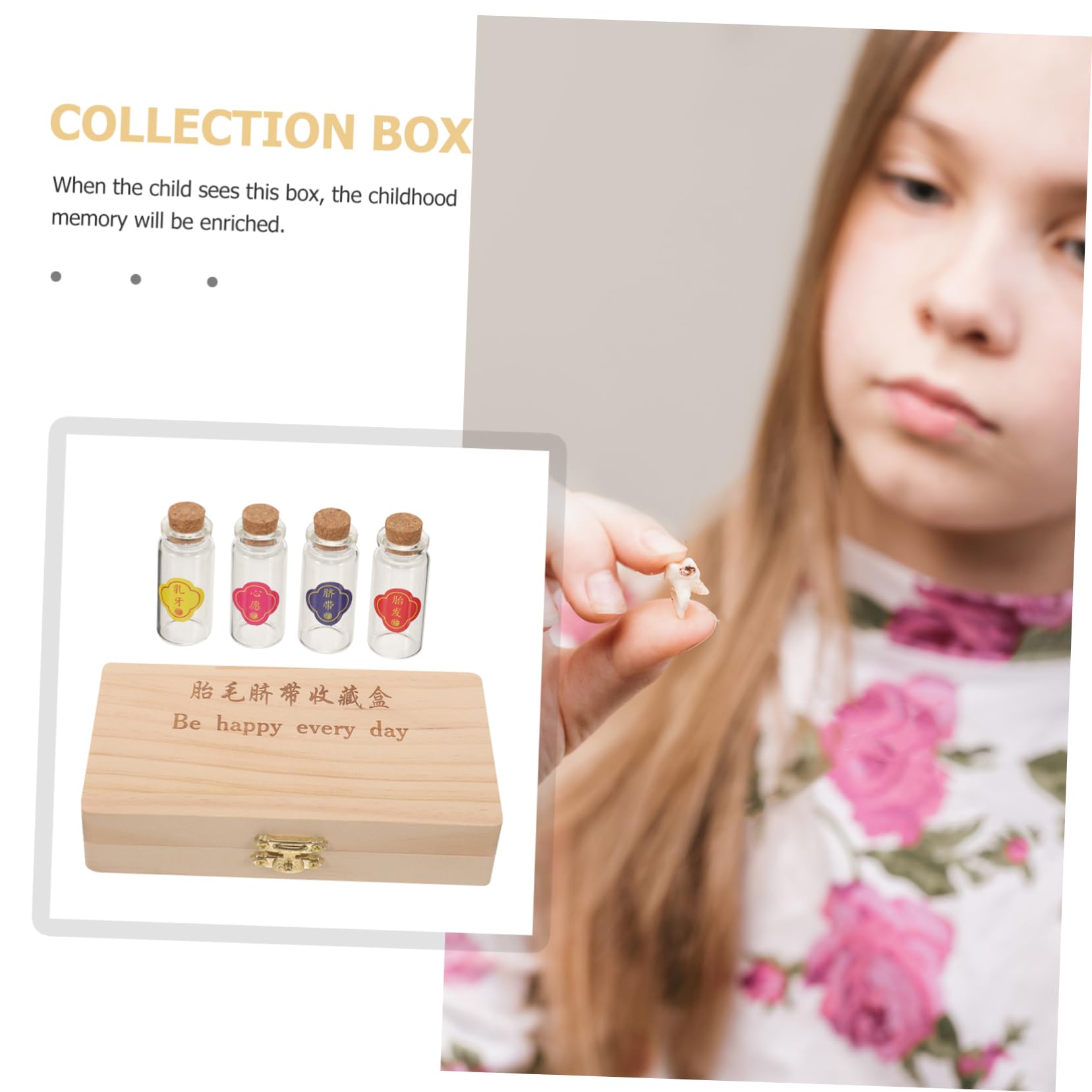 HAPINARY Wooden Tooth Box Set - Teeth Container & Storage Holder for Baby Teeth, Dentist Visit, Travel - Natural Wood Tooth Saver Case for Kids & Adults