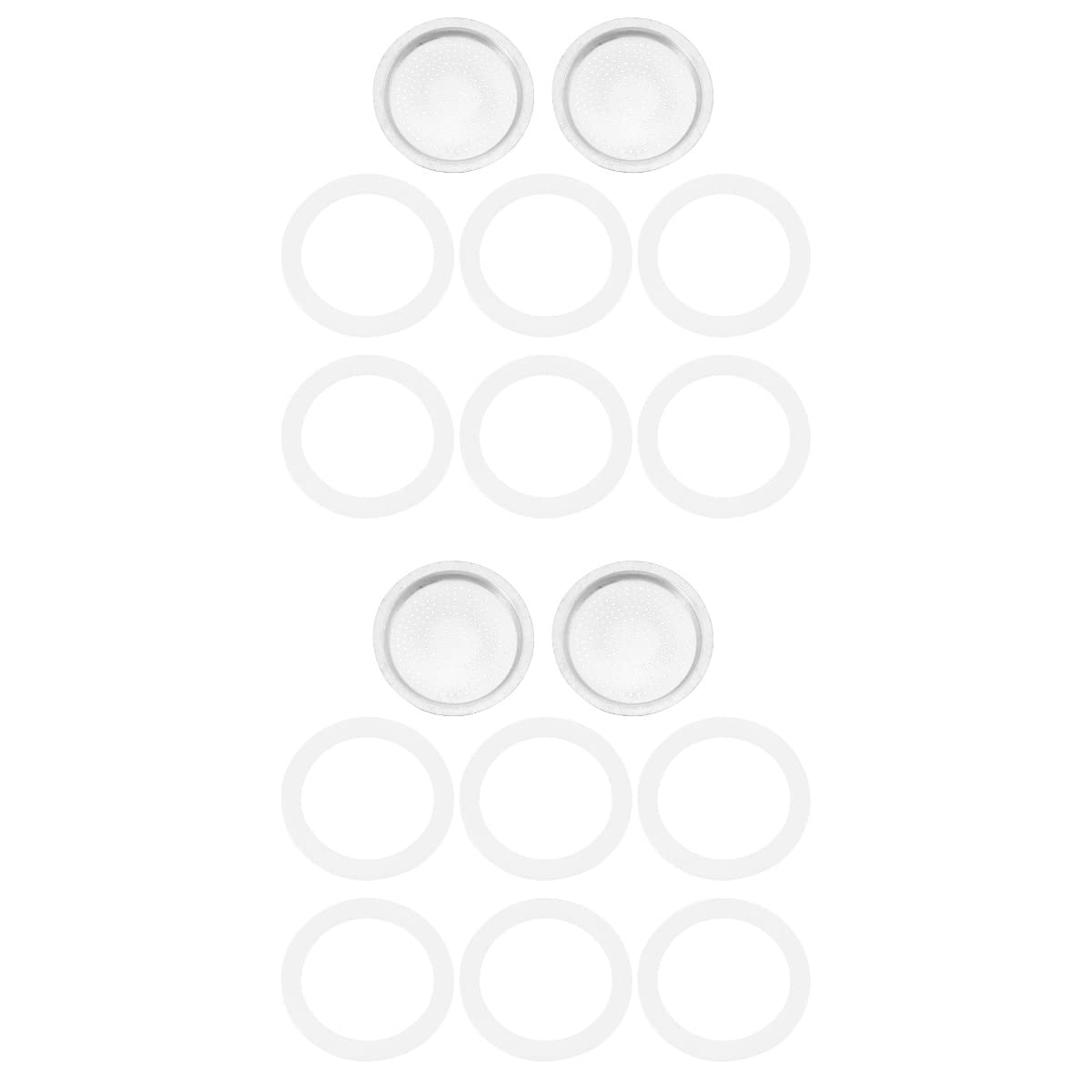 Luxshiny 16-Piece Coffee Maker Replacement Parts Set - Durable Mocha Pot Silicone Gaskets & Stainless Steel Mesh Filters - Compatible with Most Espresso Makers - Perfect for Home, Cafe, and Office Coffee Brewing