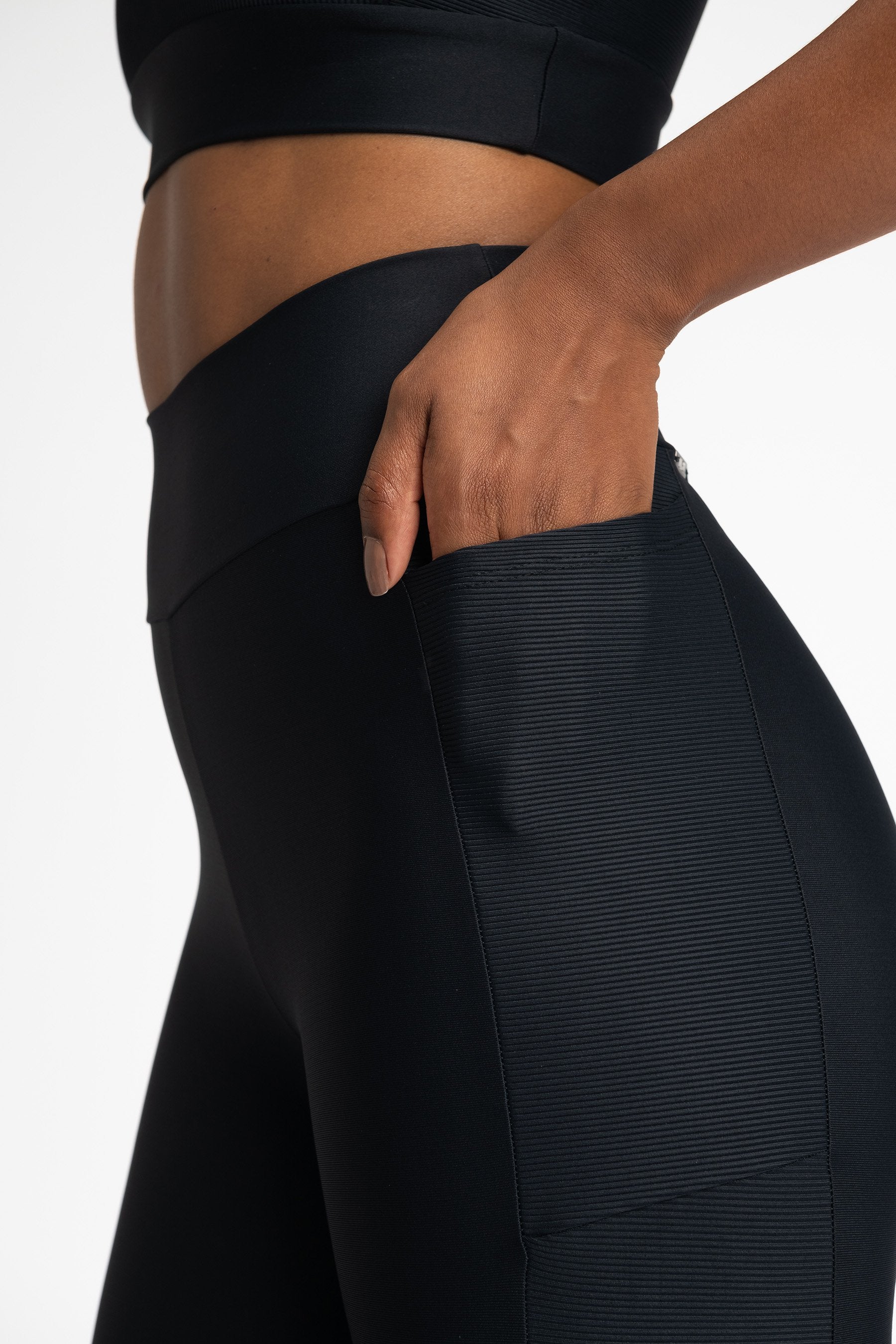 High Waist Ribbed Block Pocket Leggings for Women - Comfortable & Stylish Workout Yoga Pants - Perfect for Gym, Running, and Everyday Wear