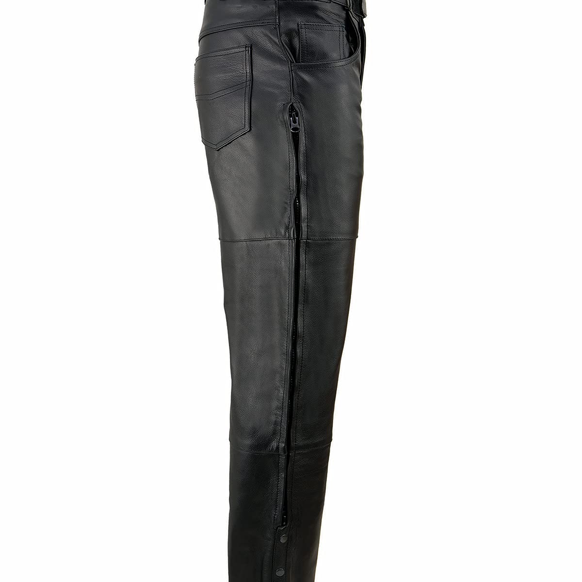 Milwaukee Leather SH1150 Men's Black Leather Motorcycle Over Pants with Jean Style Pockets - Durable Riding Gear for Harley, Cruiser & Touring Bikes - Perfect for Commuting, Road Trips & Motorcycle Adventures