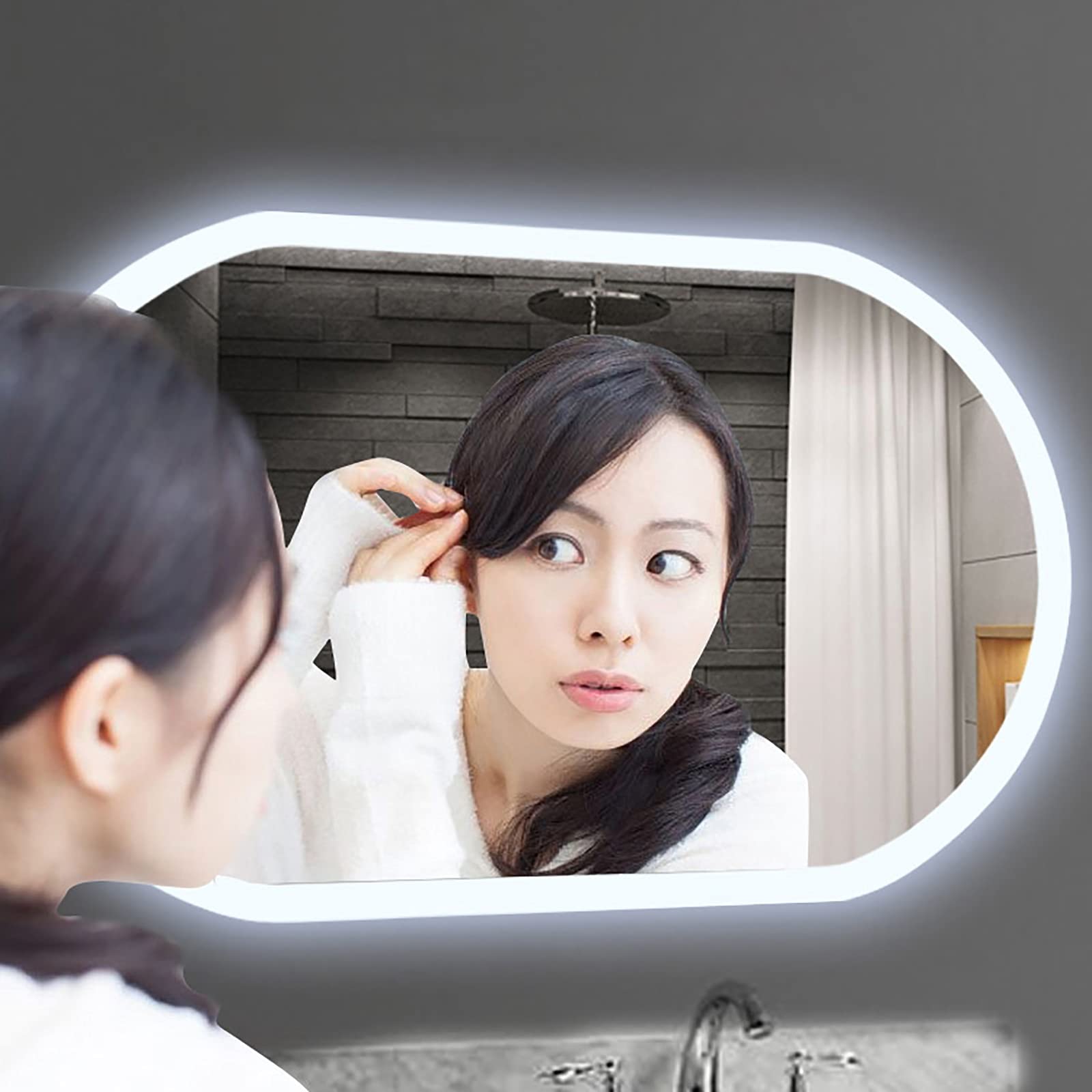 20x28in LED Bathroom Mirror with Smart Illumination - Oval Vanity Mirror for Makeup, Hotel, Salon & Bedroom - White Light with Mirror Switch - Perfect for Dressing, Grooming & Home Decor